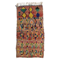 Alfombra Azilal Bereber Marroquí de Colores de 1970 con Estilo Moderno