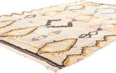 1940's Colorful Berber Tribe Moroccan Azilal Carpet with Modern Style