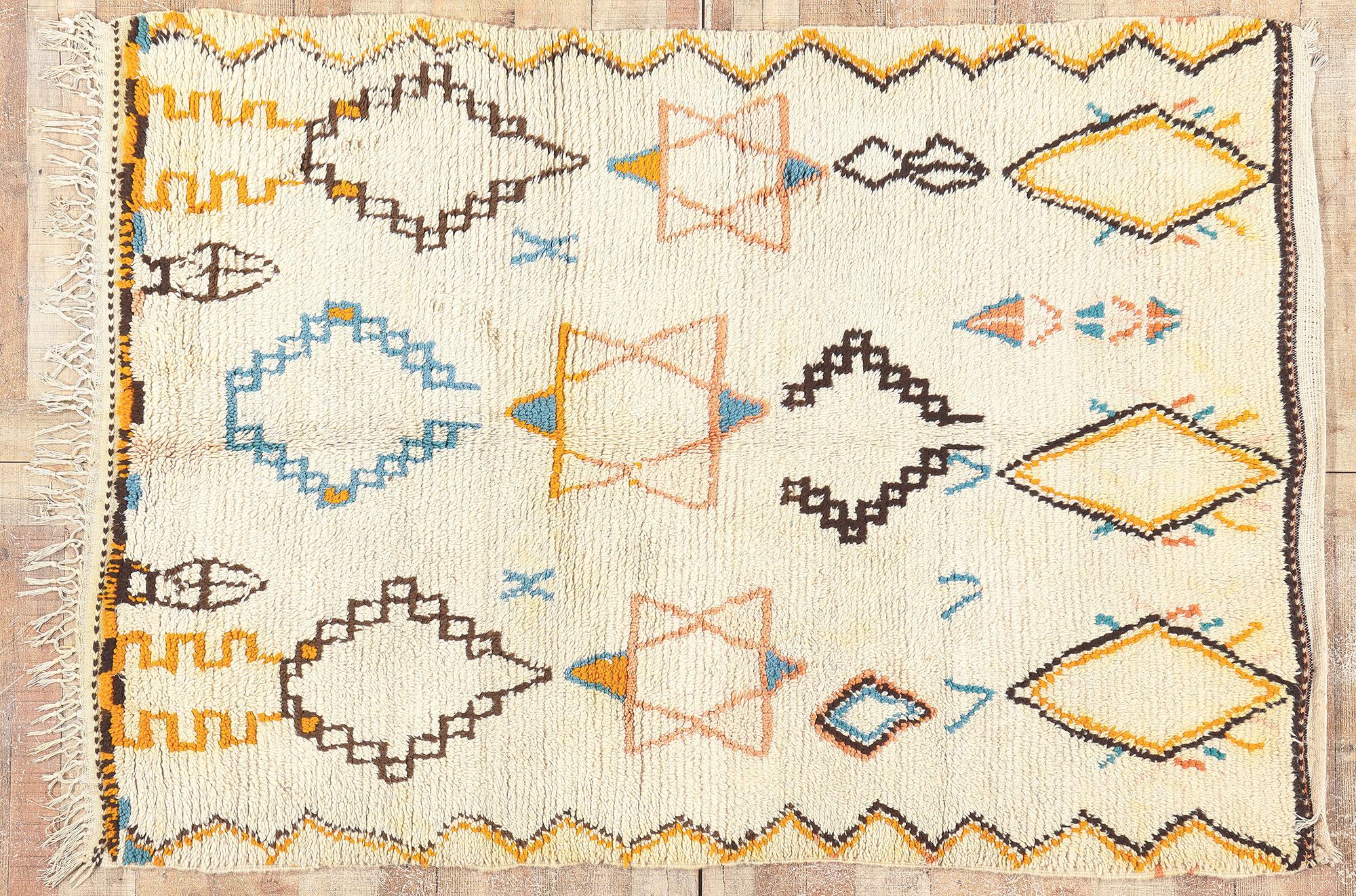 20th Century Vintage Moroccan Azilal Rug, Judaica Enchantment Meets Cozy Hygge For Sale
