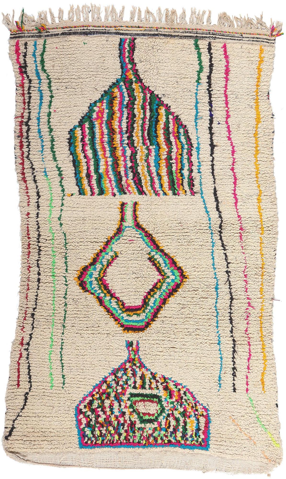 Marokkanischer Azilal-Teppich, Maximalistischer Bohemian Meets Stammeskunst-Enchantment, Vintage
