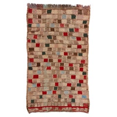 Vintage Moroccan Azilal Rug, Midcentury Cubism Meets Tribal Enchantment
