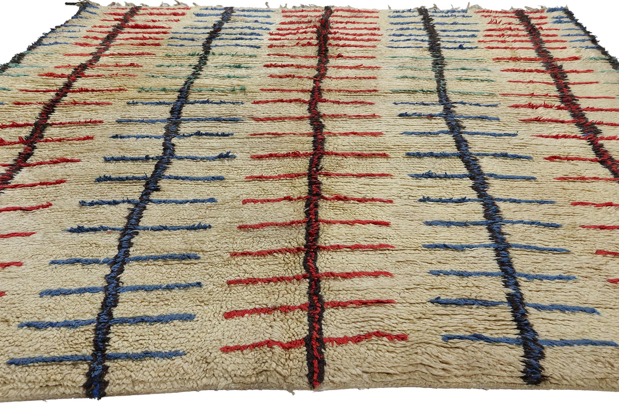Hand-Knotted Vintage Moroccan Azilal Rug, Midcentury Modern Meets Tribal Bohemian  For Sale