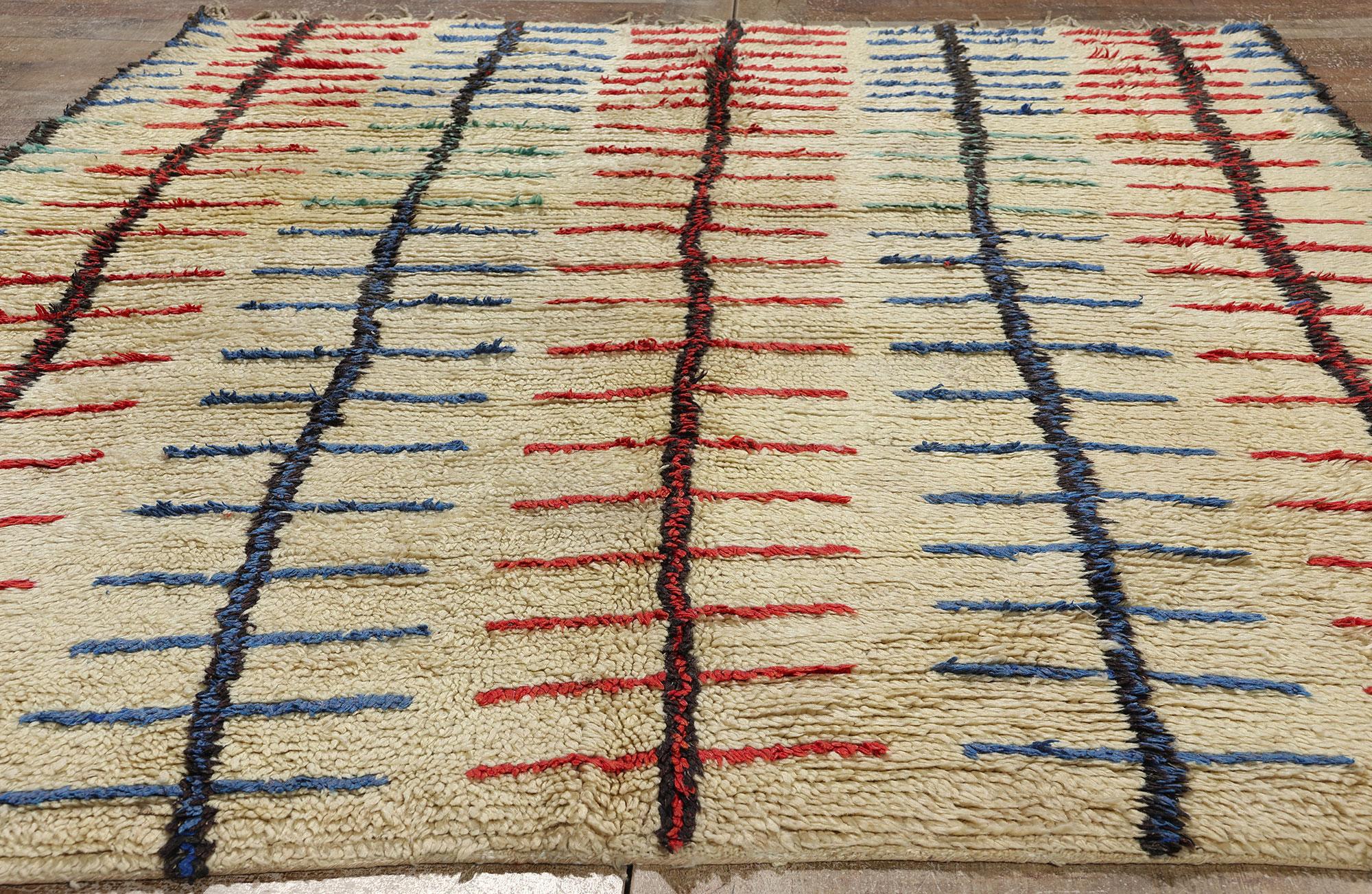 Vintage Moroccan Azilal Rug, Midcentury Modern Meets Tribal Bohemian  For Sale 2