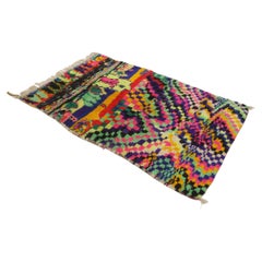 Marokkanischer Azilal-Teppich im Vintage-Stil - Neonfarben - 3.1x4.6feet / 96x141cm
