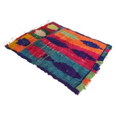 Vintage Moroccan Azilal rug - Neon colors - 4.1x5feet / 125x152cm