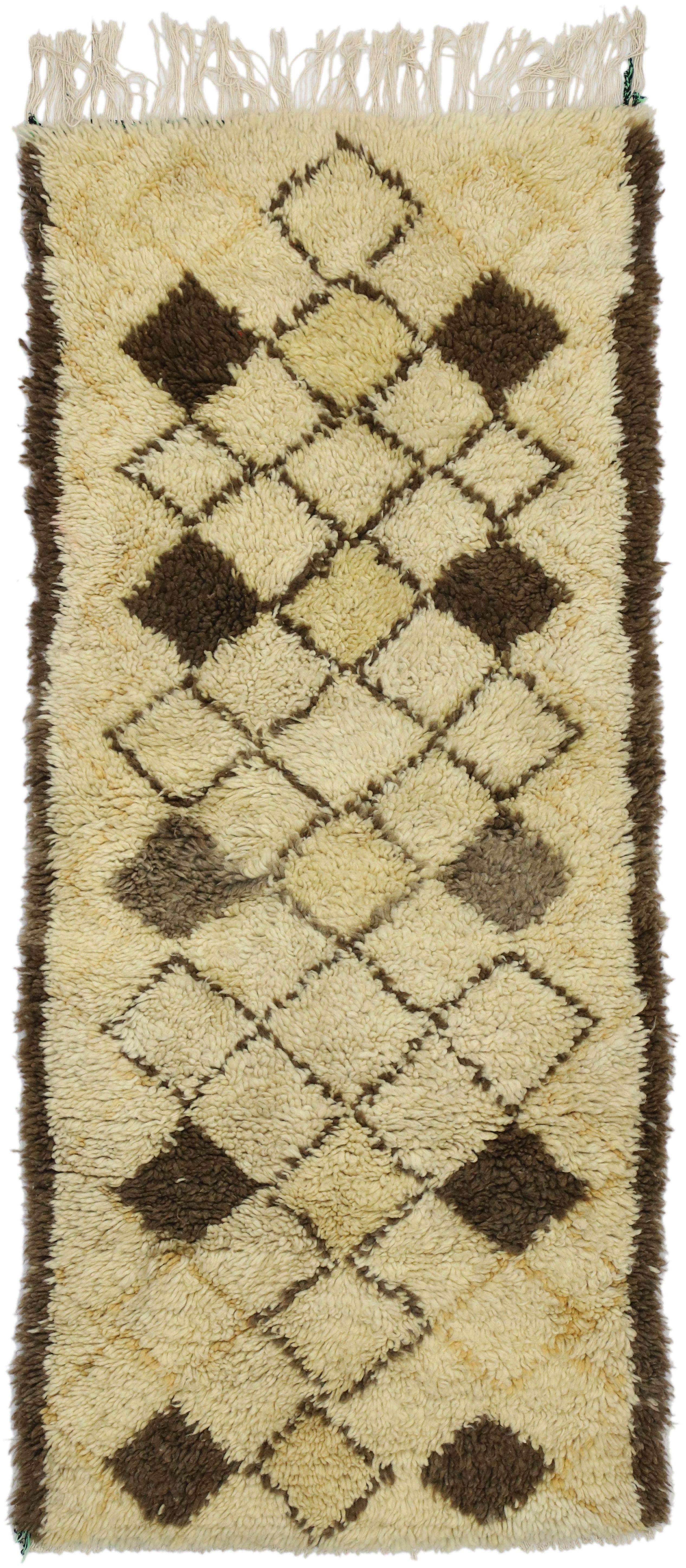 Vintage Moroccan Azilal Rug, Neutral Berber Moroccan Rug with Neutral Colors