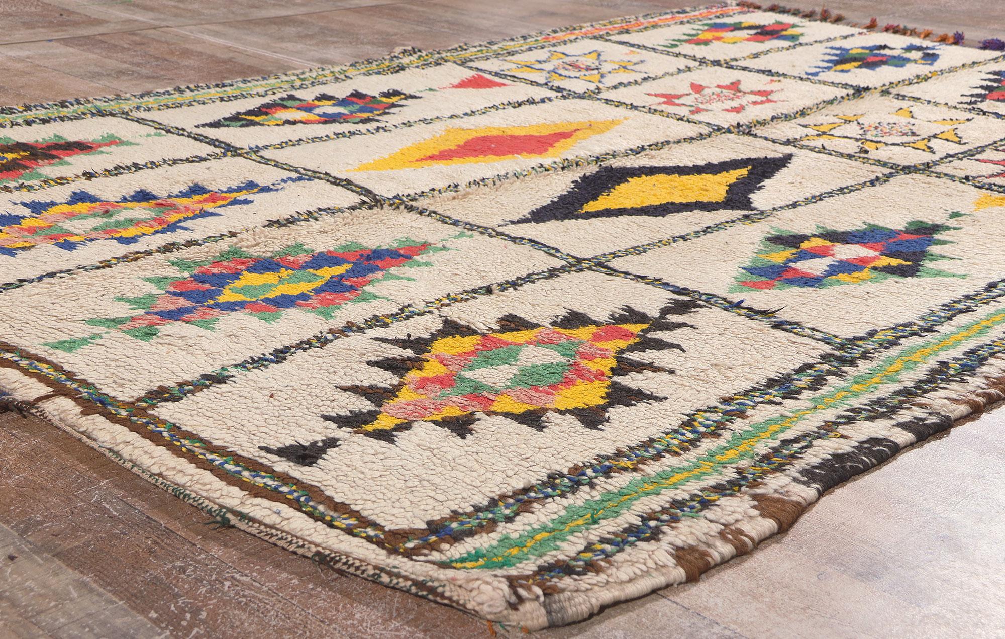 20th Century Vintage Moroccan Azilal Rug, Bohemian Allure Meets Nomadic Enchantment For Sale