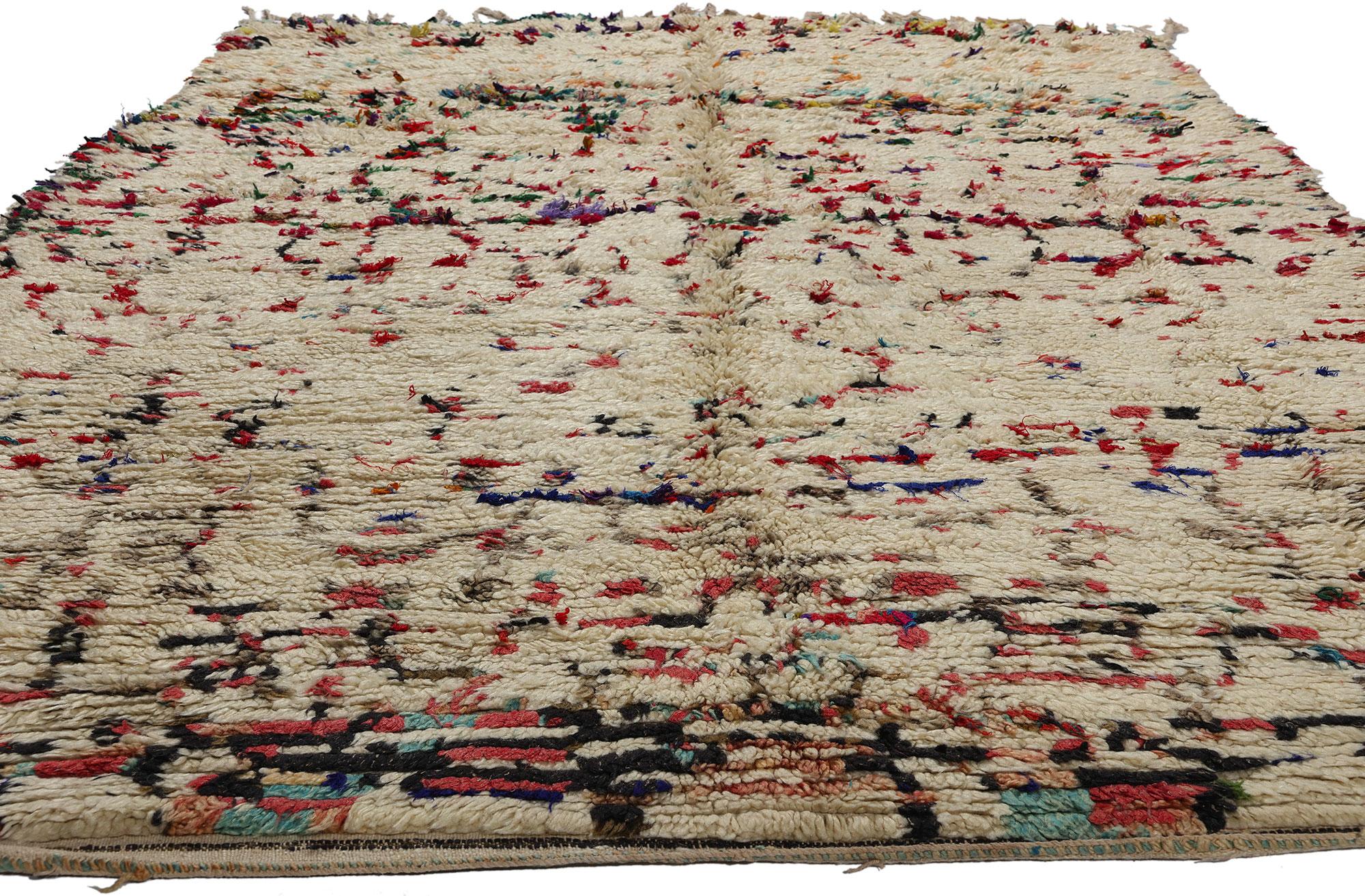Bohemian Vintage Moroccan Azilal Rug, Nomadic Charm Meets Abstract Expressionism For Sale