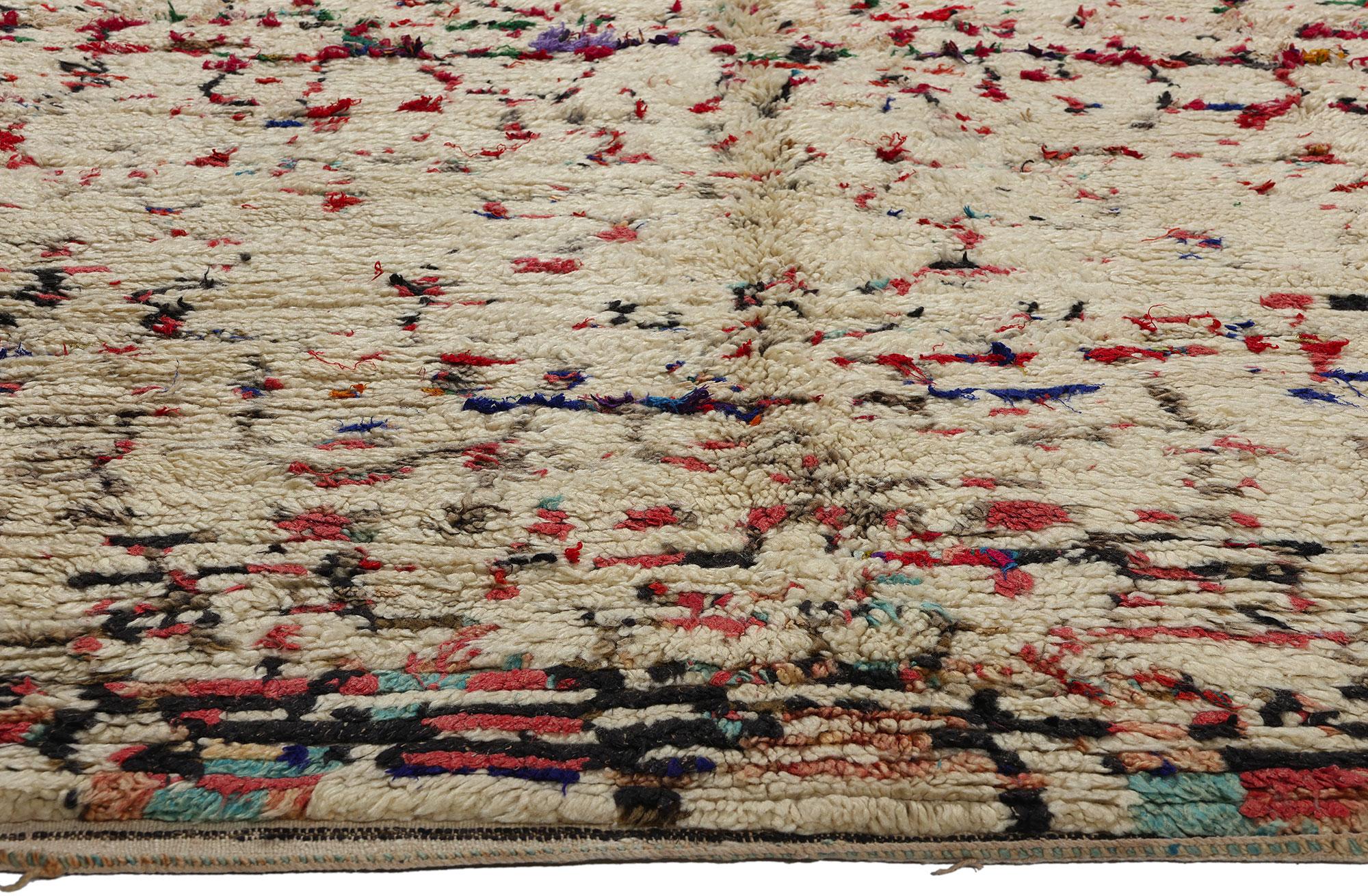Hand-Knotted Vintage Moroccan Azilal Rug, Nomadic Charm Meets Abstract Expressionism For Sale