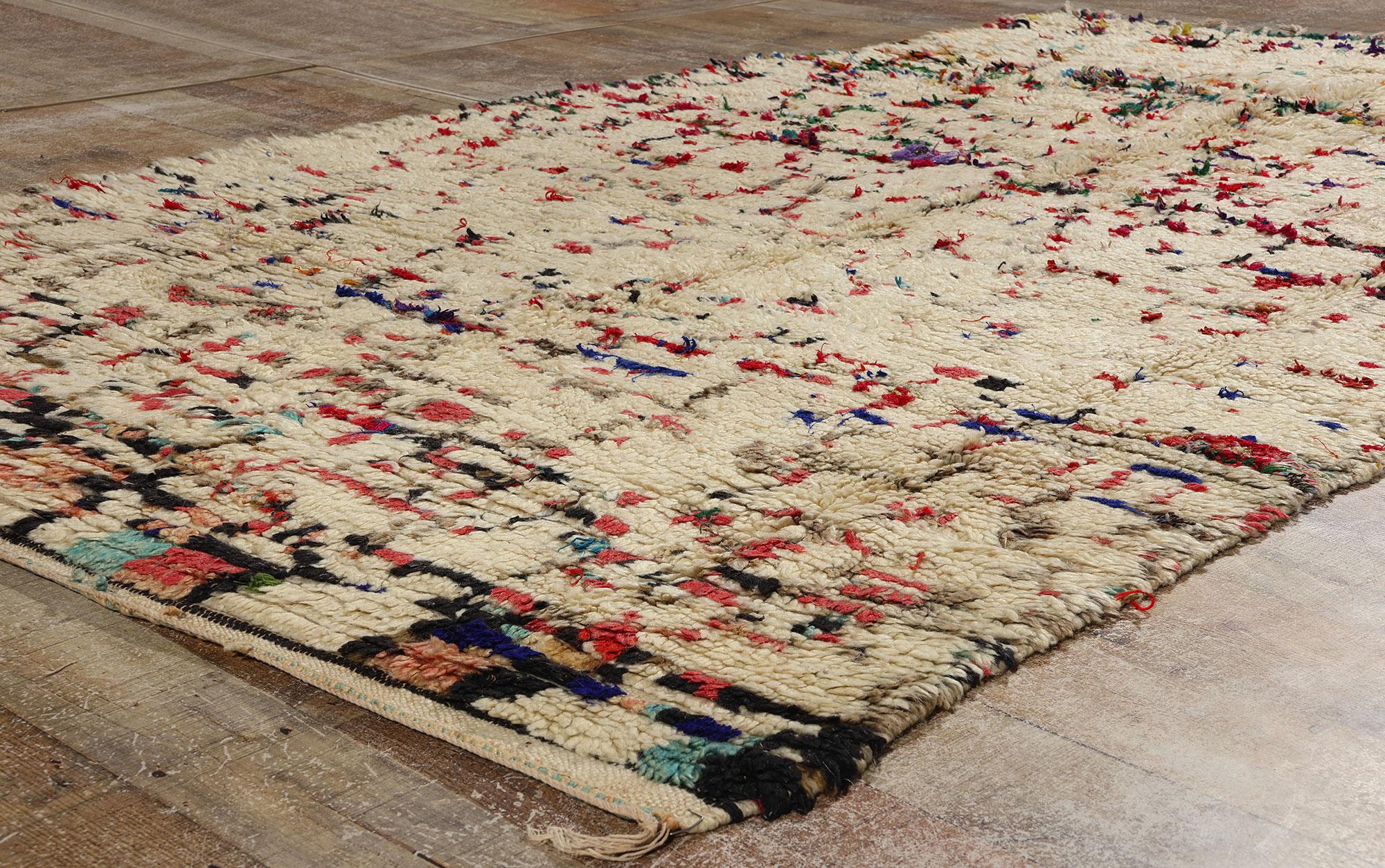 Wool Vintage Moroccan Azilal Rug, Nomadic Charm Meets Abstract Expressionism For Sale