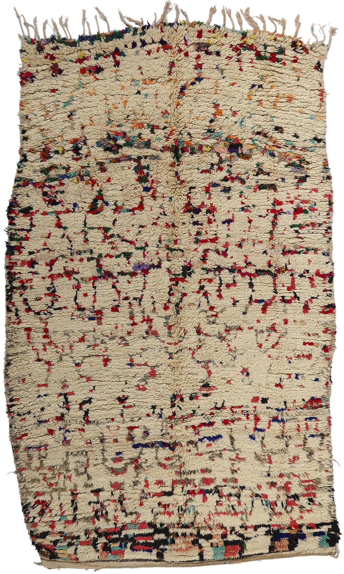 Vintage Moroccan Azilal Rug, Nomadic Charm Meets Abstract Expressionism For Sale