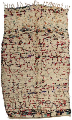 Marokkanischer Azilal-Teppich im Vintage-Stil, Nomaden-Charm auf abstraktem Expressionismus