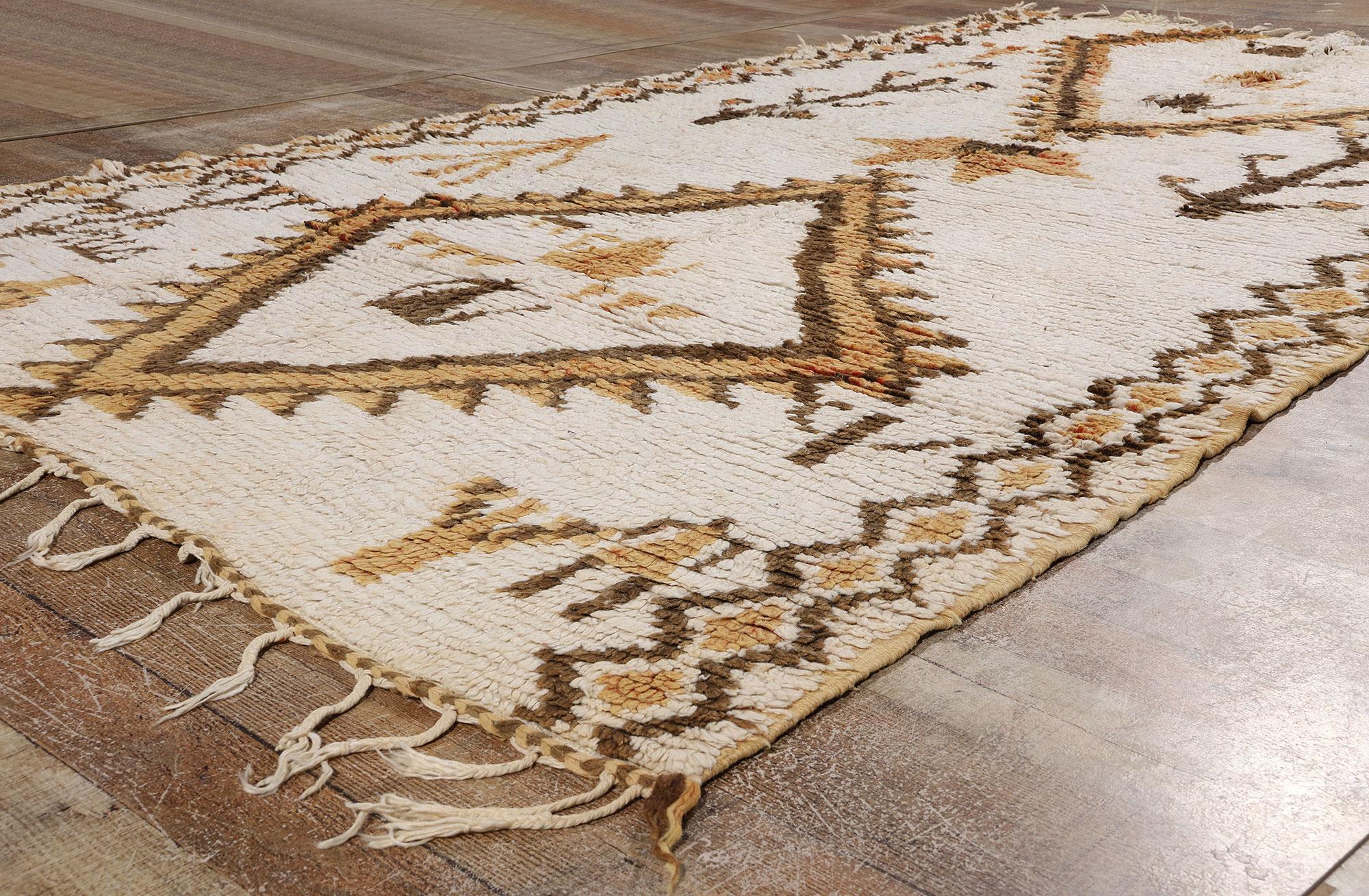 Wool Vintage Moroccan Azilal Rug, Nomadic Charm Meets Earth-Tone Elegance For Sale