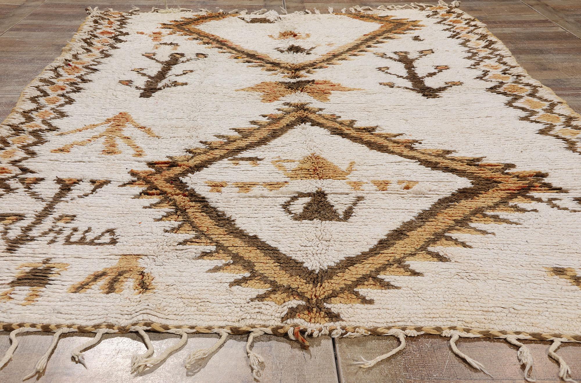 Vintage Moroccan Azilal Rug, Nomadic Charm Meets Earth-Tone Elegance For Sale 1