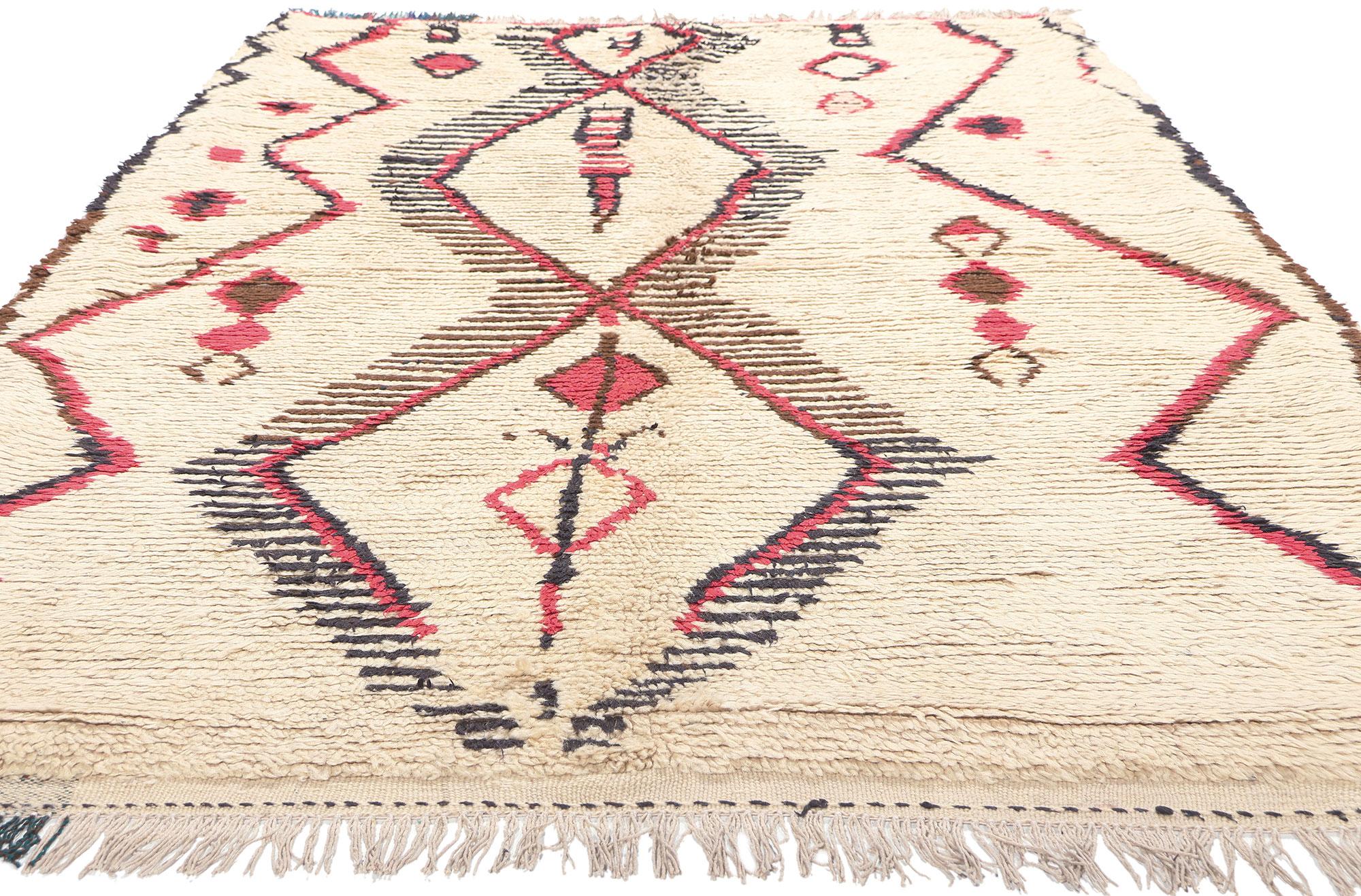 Hand-Knotted Vintage Moroccan Azilal Rug, Nomadic Charm Meets Tribal Enchantment For Sale