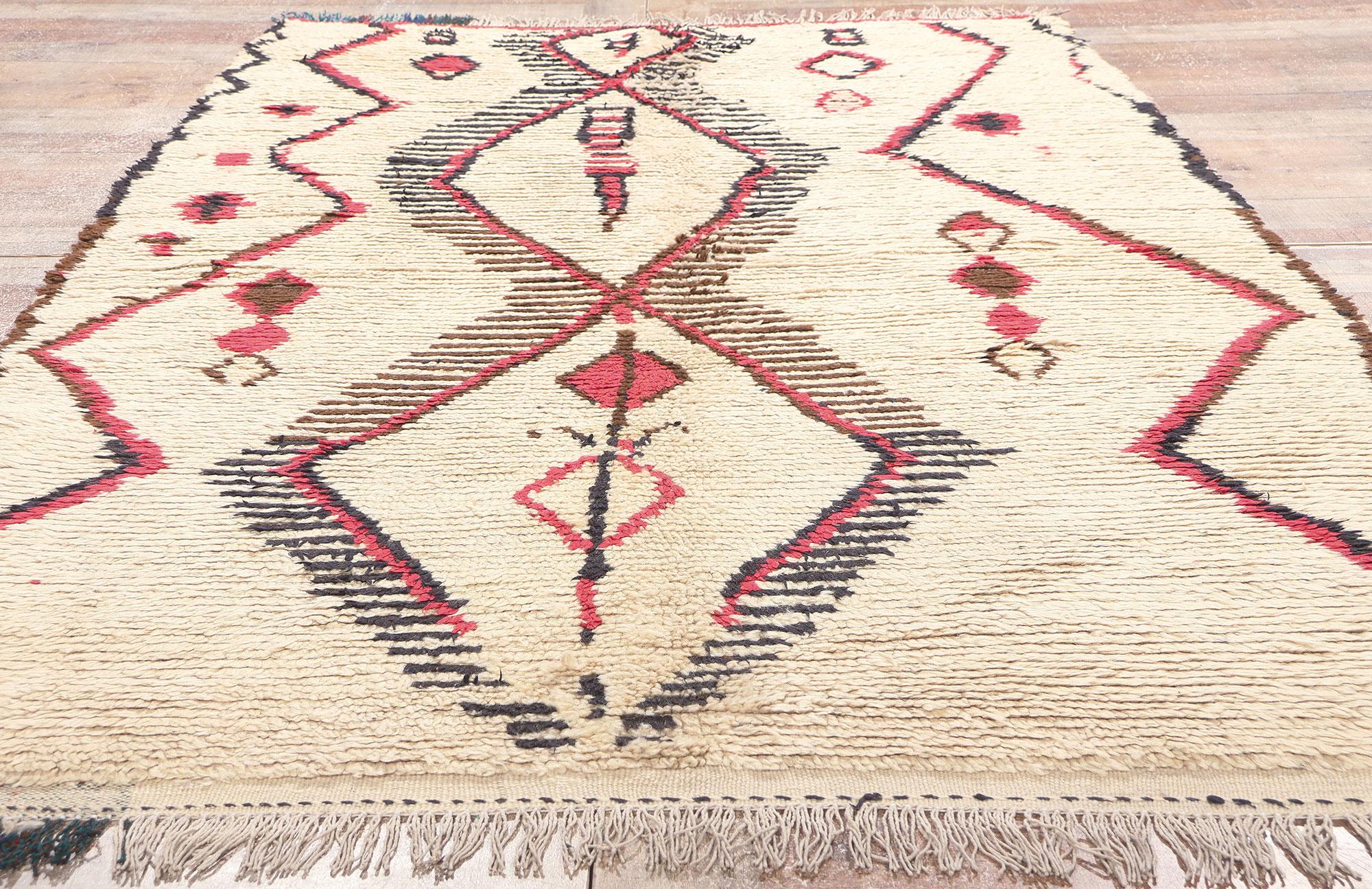 Vintage Moroccan Azilal Rug, Nomadic Charm Meets Tribal Enchantment For Sale 2