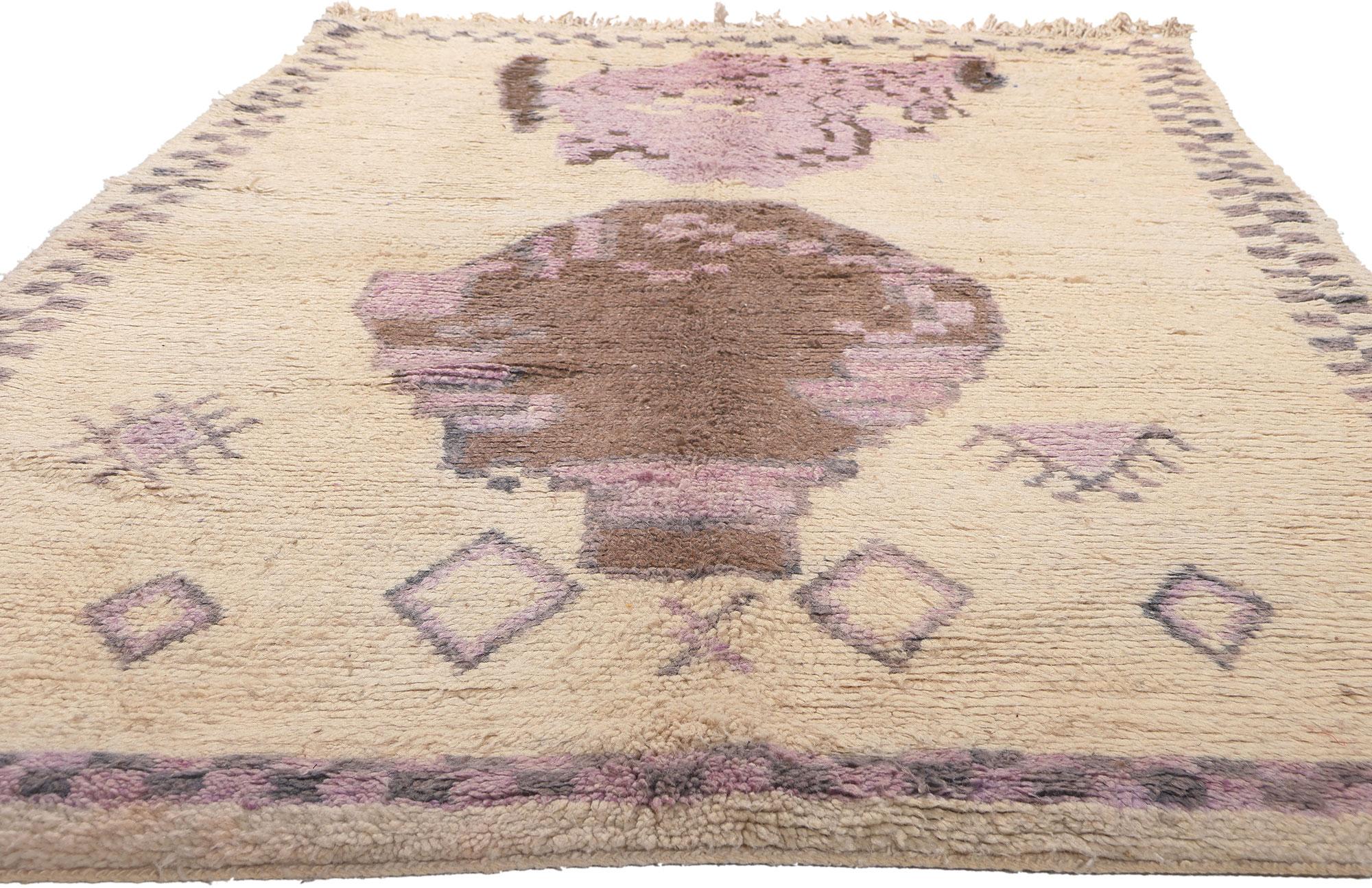 Bohemian Vintage Moroccan Azilal Rug, Tribal Enchantment Meets Global Boho Chic For Sale