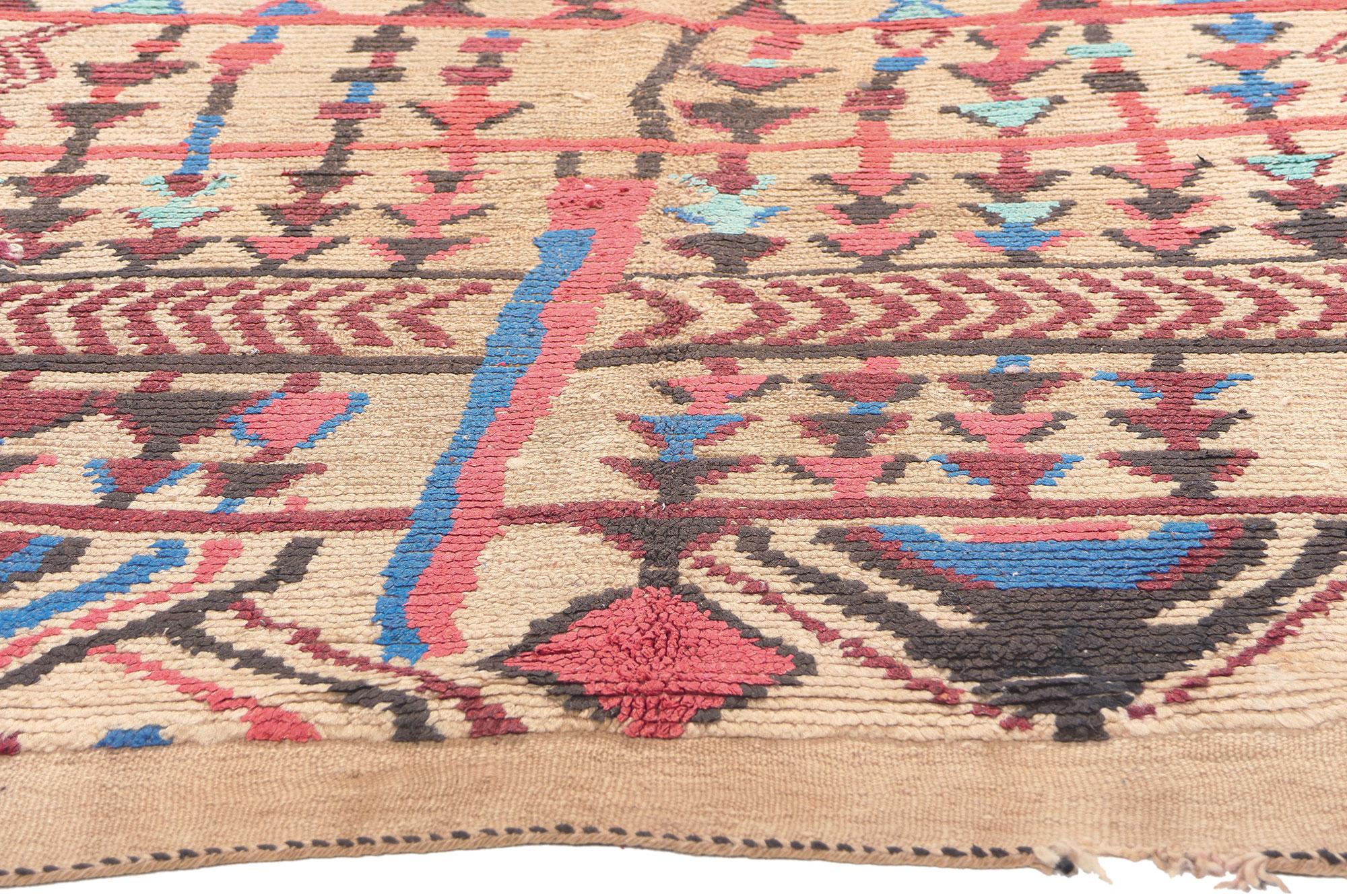 Hand-Knotted Vintage Moroccan Azilal Rug, Tribal Enchantment Meets Global Boho Chic For Sale