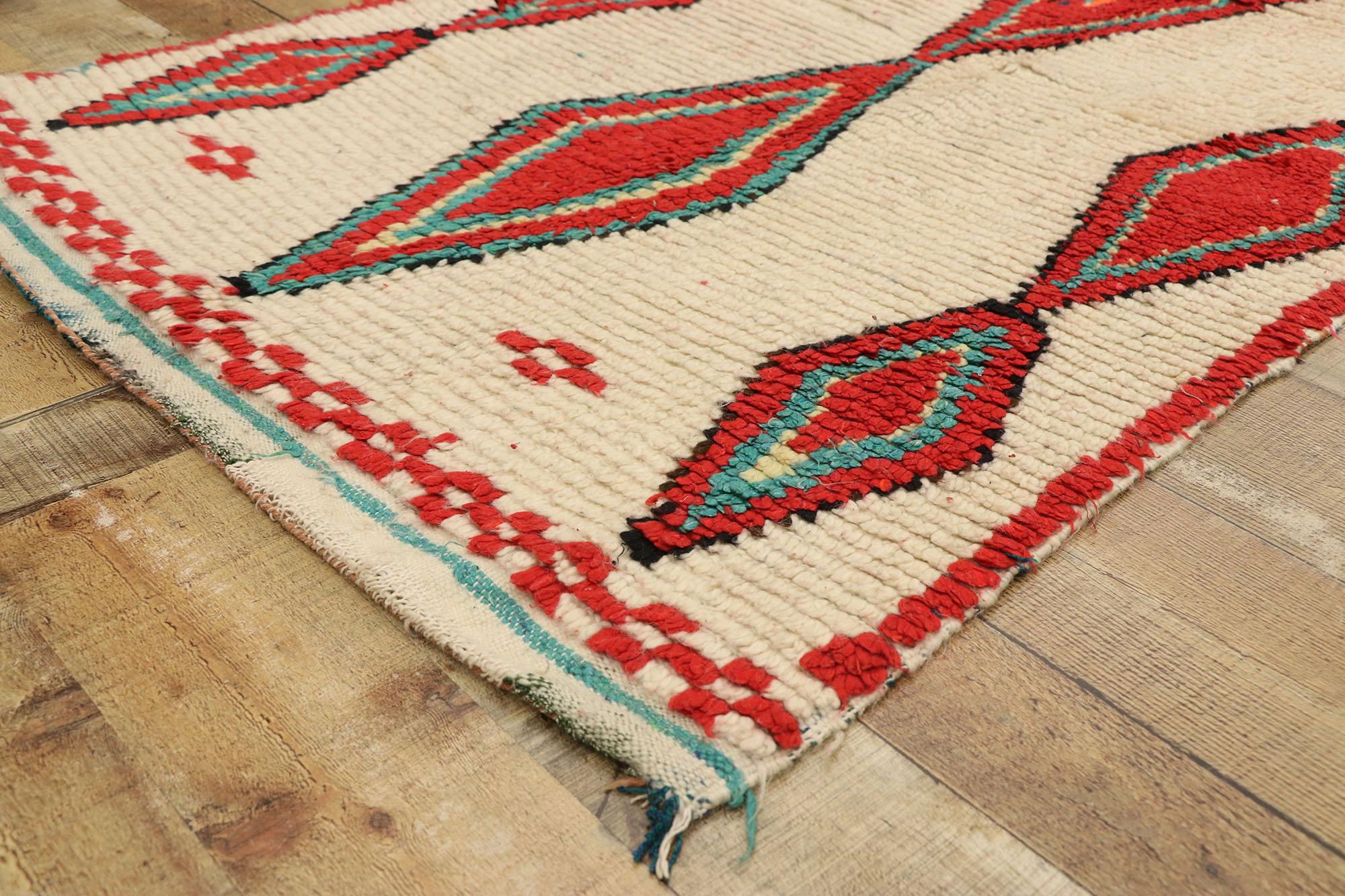 Bohemian Vintage Moroccan Azilal Rug, Tribal Enchantment Meets Global Boho Chic For Sale