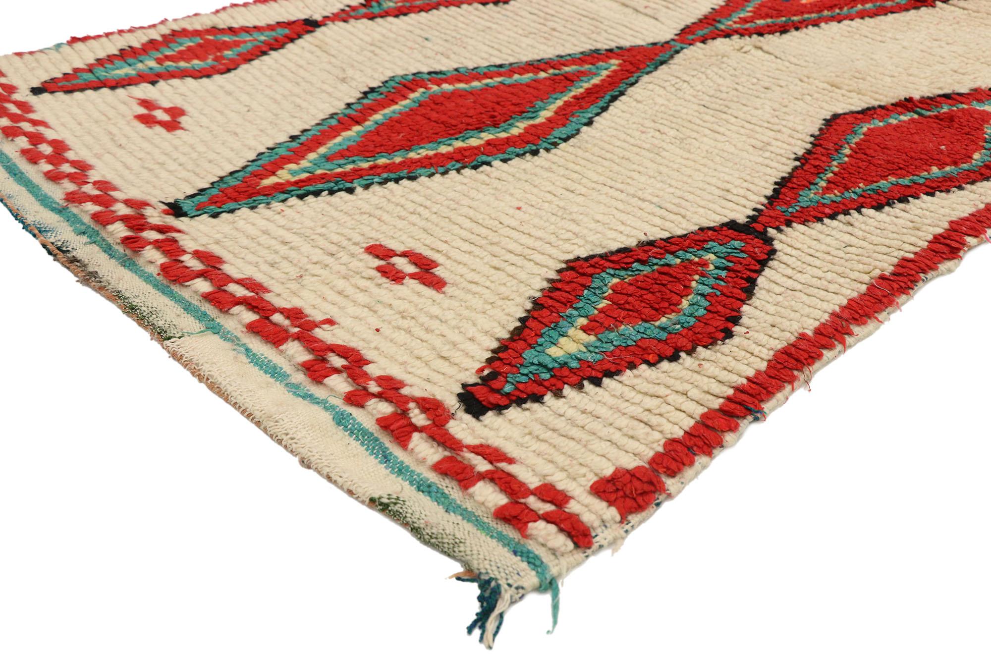 Hand-Knotted Vintage Moroccan Azilal Rug, Tribal Enchantment Meets Global Boho Chic For Sale