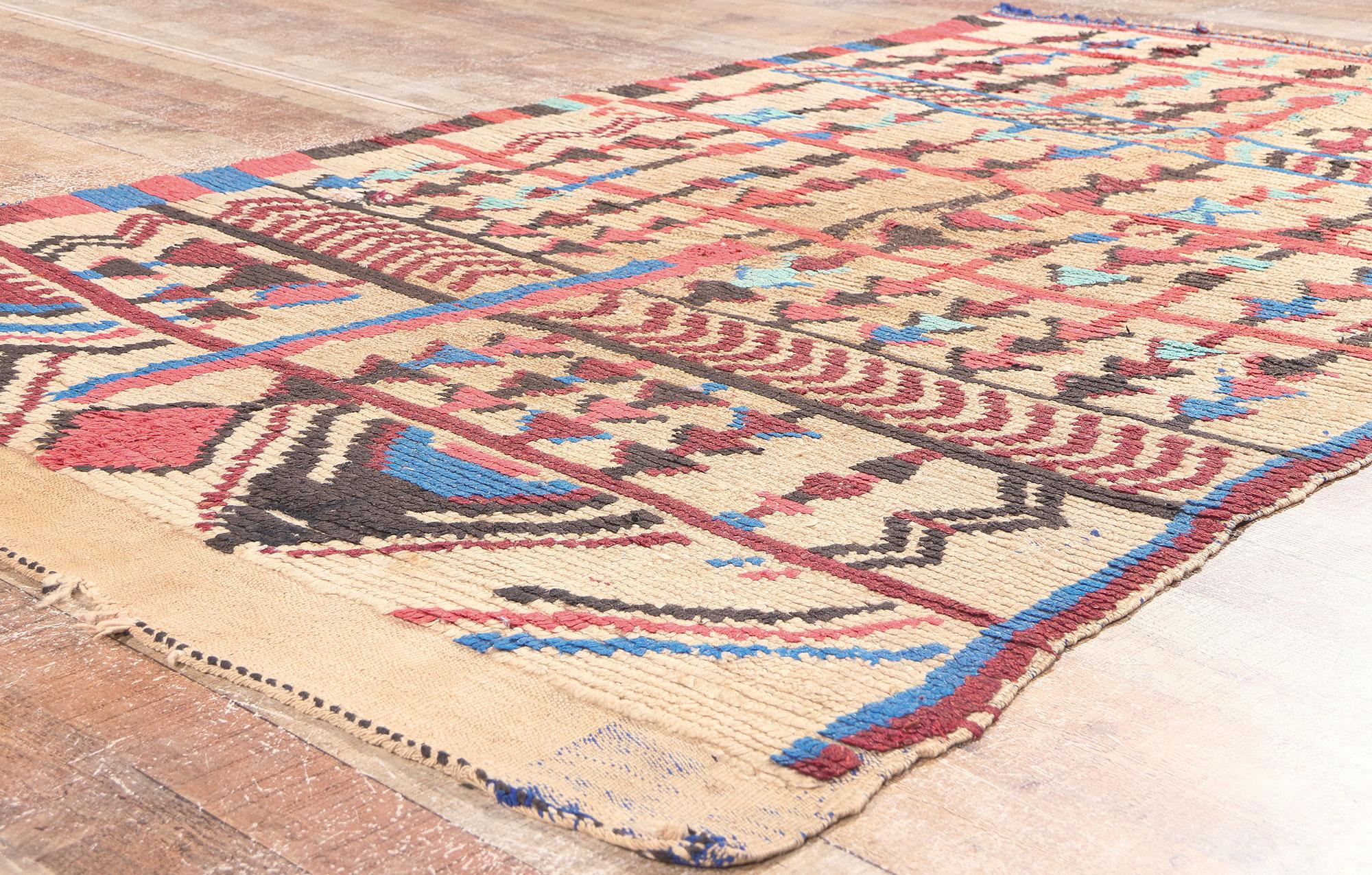 Wool Vintage Moroccan Azilal Rug, Tribal Enchantment Meets Global Boho Chic For Sale