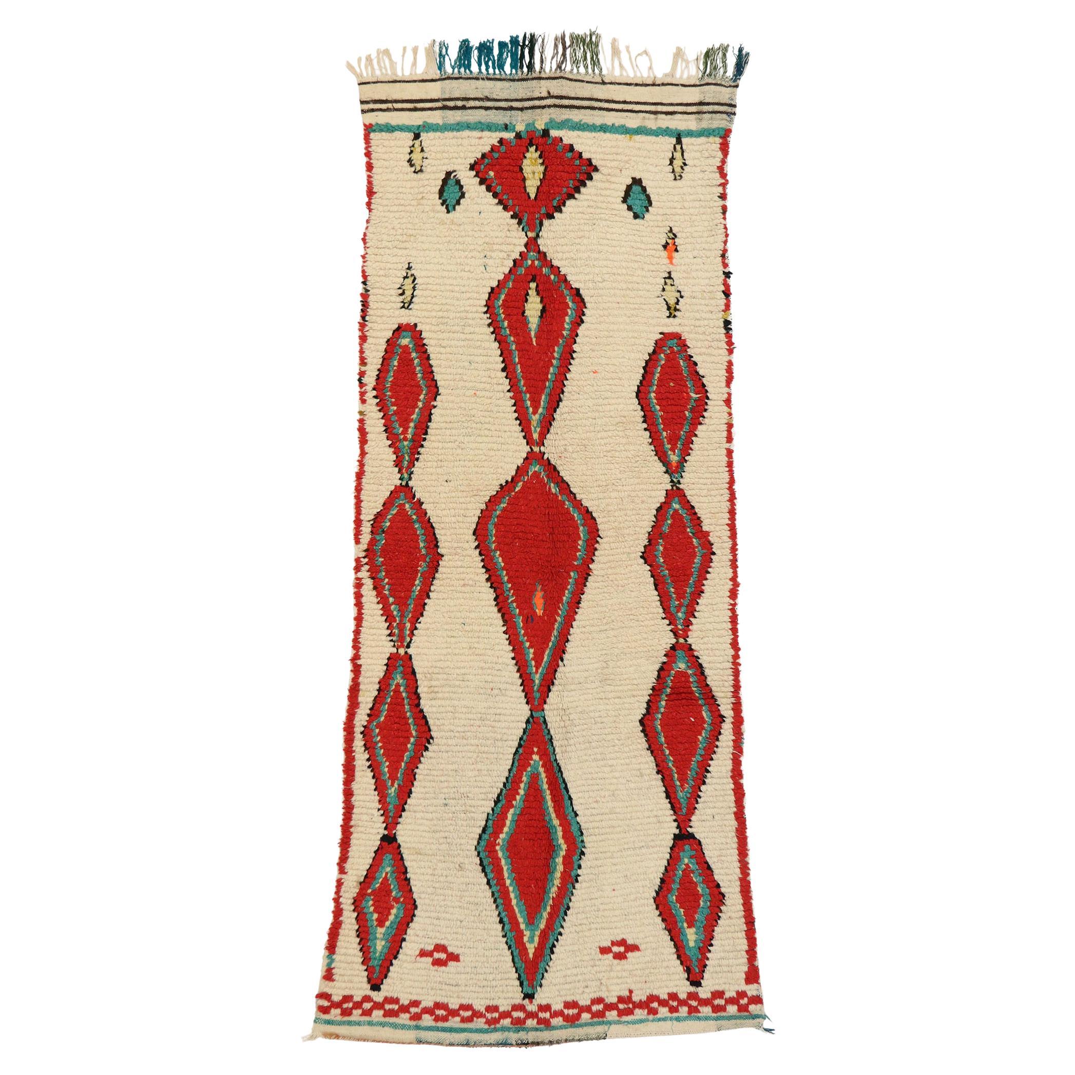 Vintage Moroccan Azilal Rug, Tribal Enchantment Meets Global Boho Chic For Sale