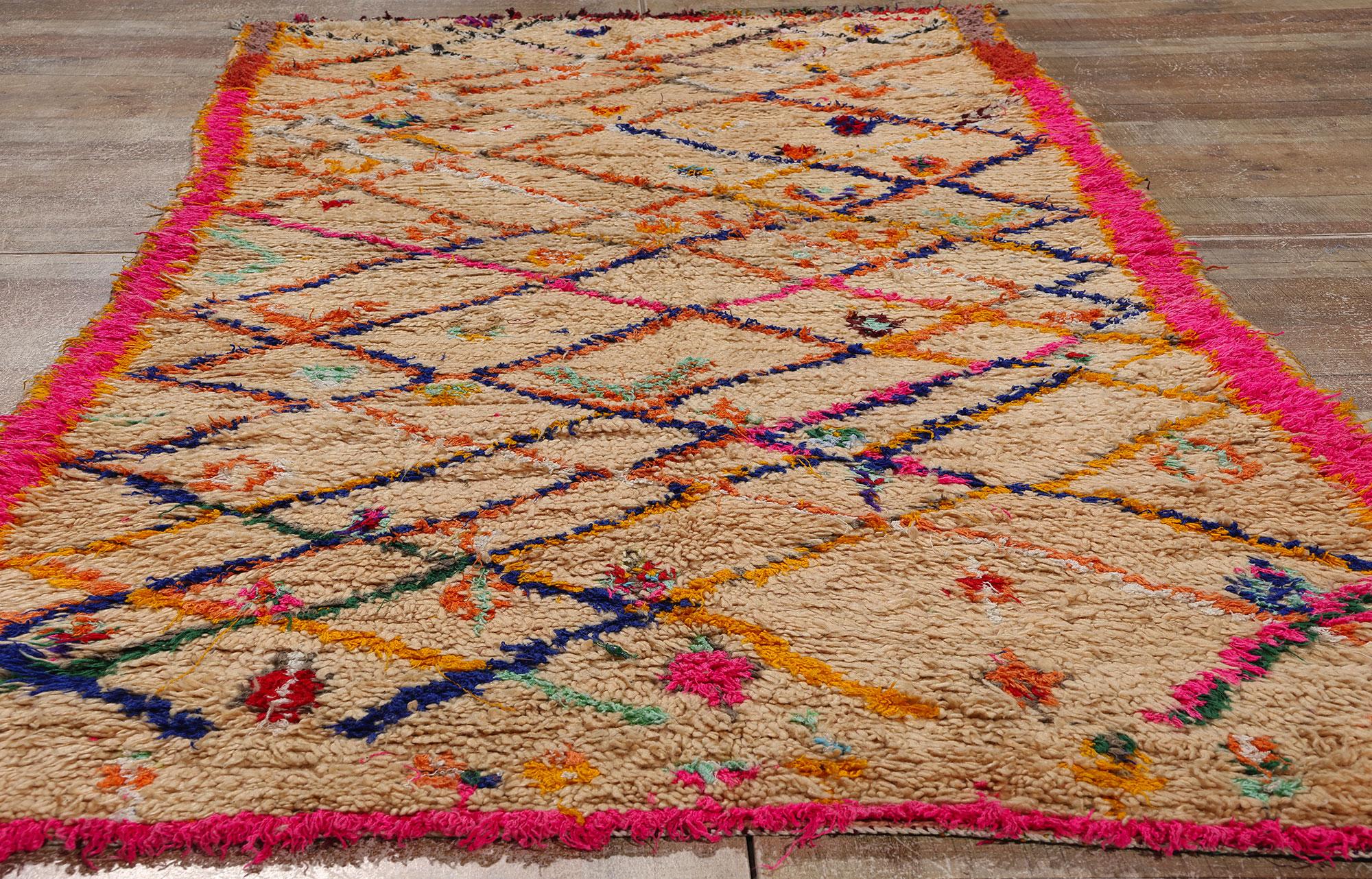 Vintage Moroccan Azilal Rug, Tribal Enchantment Meets Maximalist Style For Sale 1