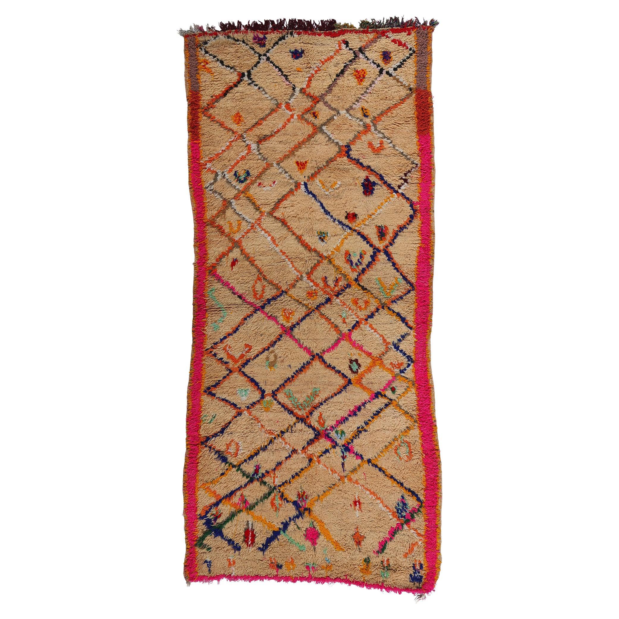 Vintage Moroccan Azilal Rug, Tribal Enchantment Meets Maximalist Style For Sale
