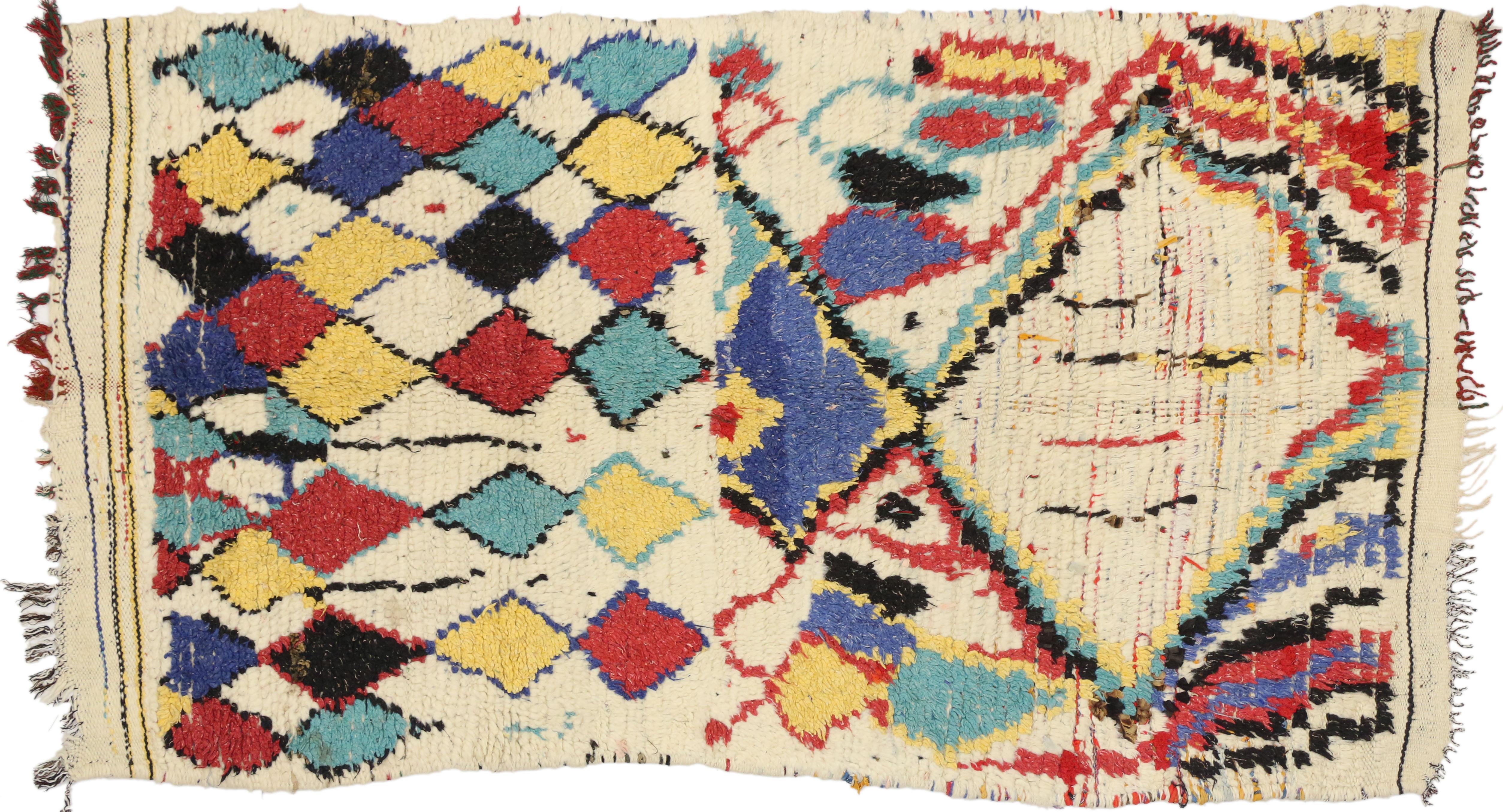 Wool Vintage Moroccan Azilal Rug, Tribal Style Berber Moroccan Rug