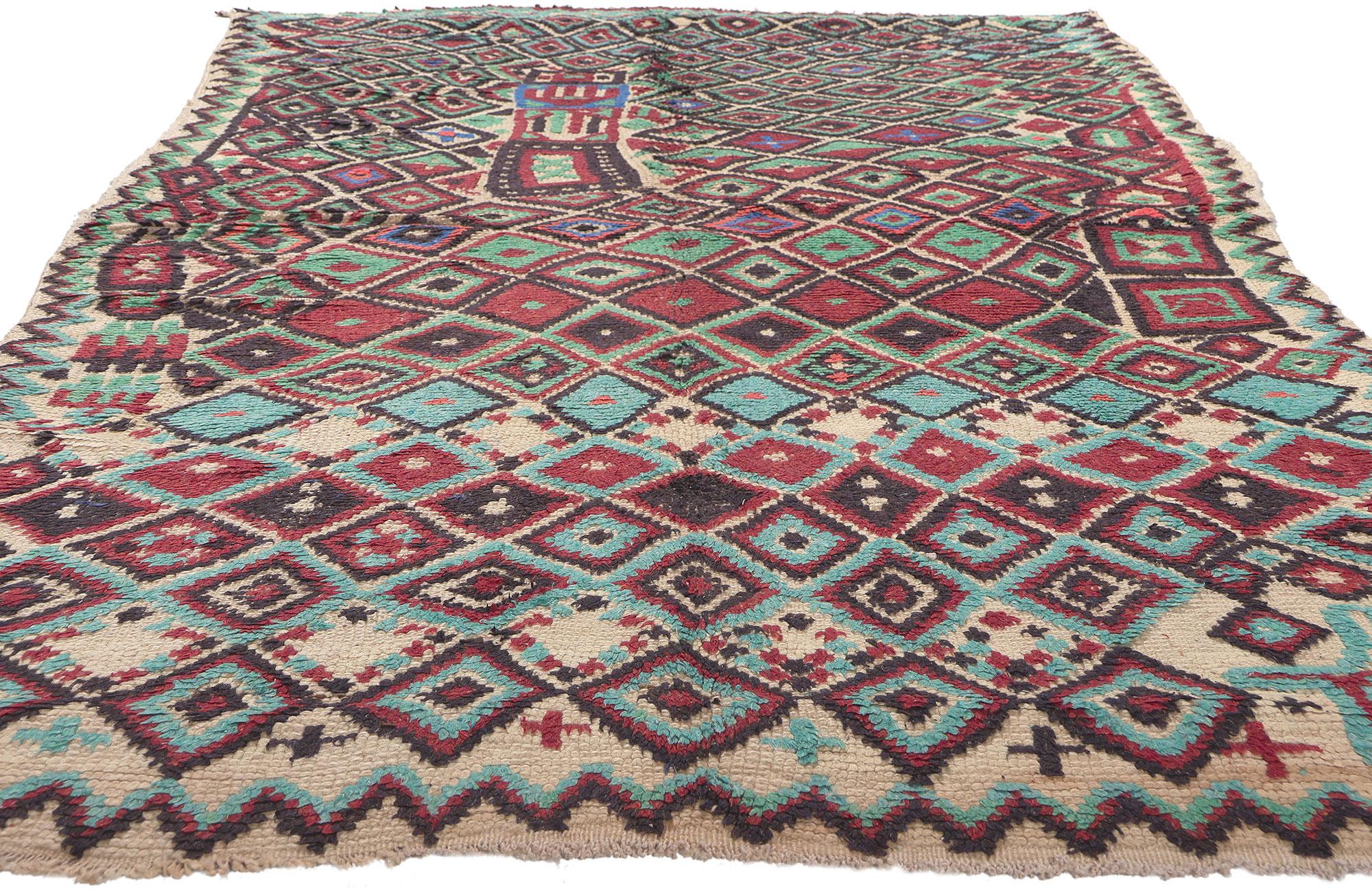 Bohemian Vintage Moroccan Azilal Rug, Wabi-Sabi Meets Tribal Enchantment For Sale