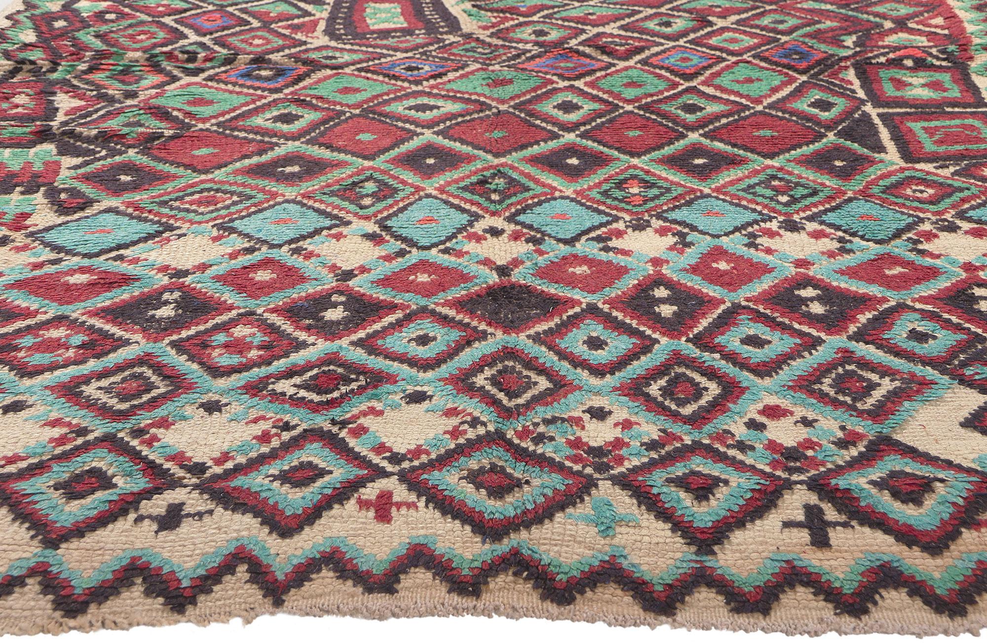 Hand-Knotted Vintage Moroccan Azilal Rug, Wabi-Sabi Meets Tribal Enchantment For Sale