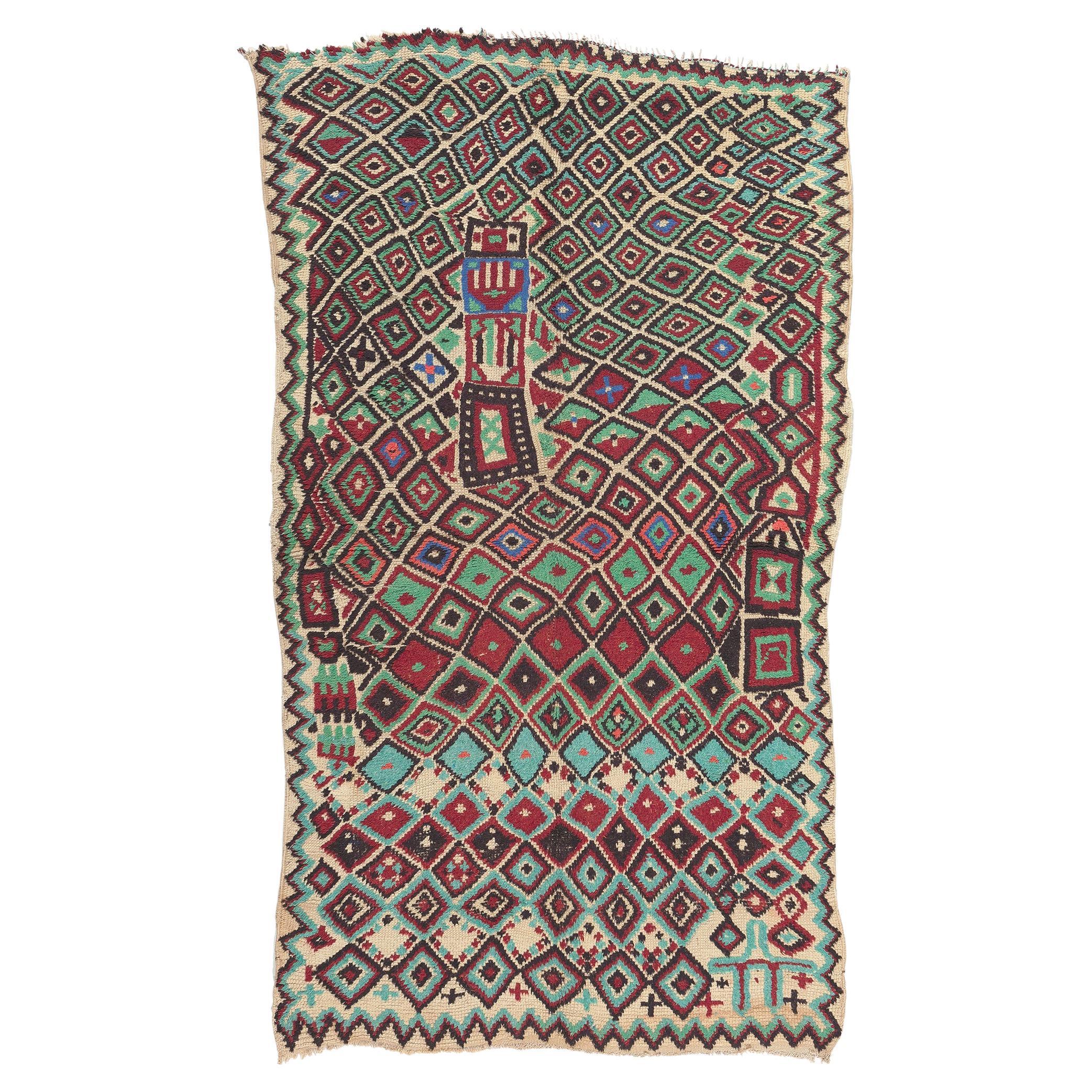 Vintage Moroccan Azilal Rug, Wabi-Sabi Meets Tribal Enchantment For Sale