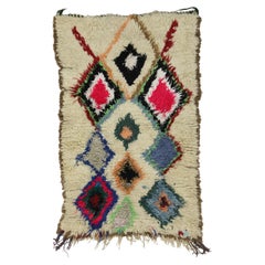 Vintage Berber Moroccan Azilal Rug with Bohemian Style