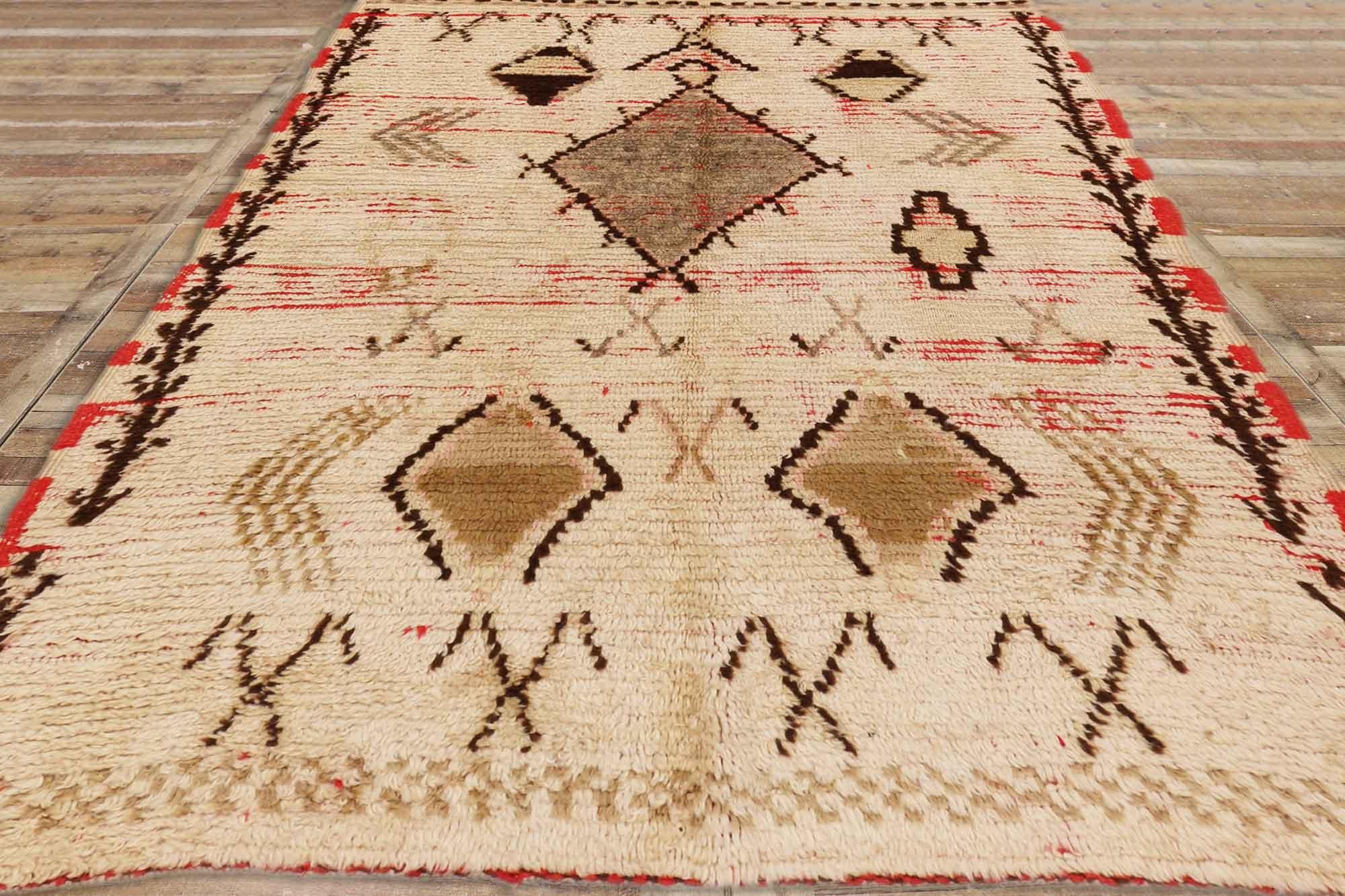 20th Century Vintage Moroccan Azilal Rug with Rustic Bohemian Tribal Style For Sale