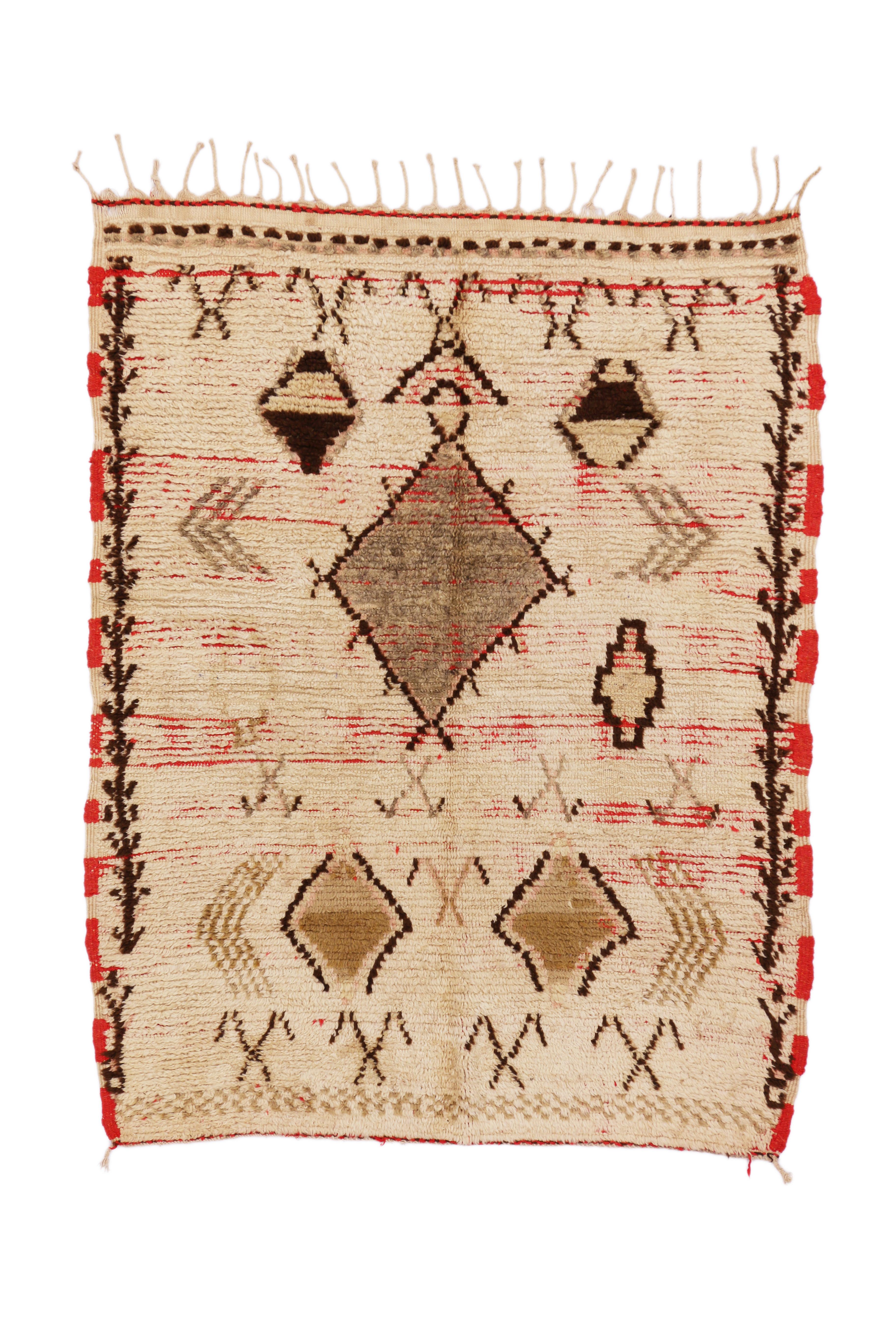 Vintage Moroccan Azilal Rug with Rustic Bohemian Tribal Style For Sale 1