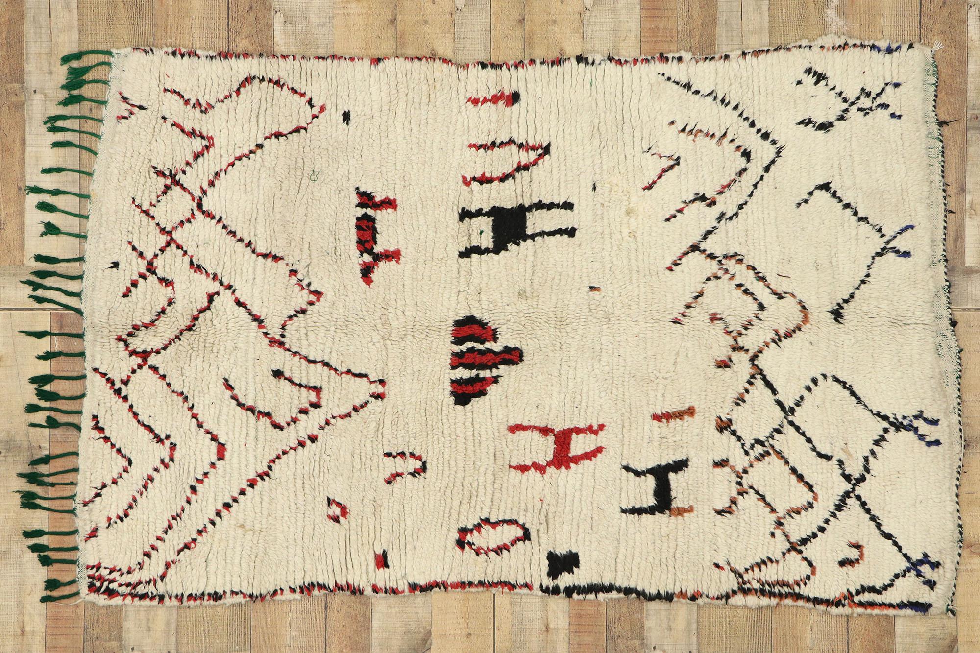 Wool Vintage Moroccan Azilal Rug with Tribal Style