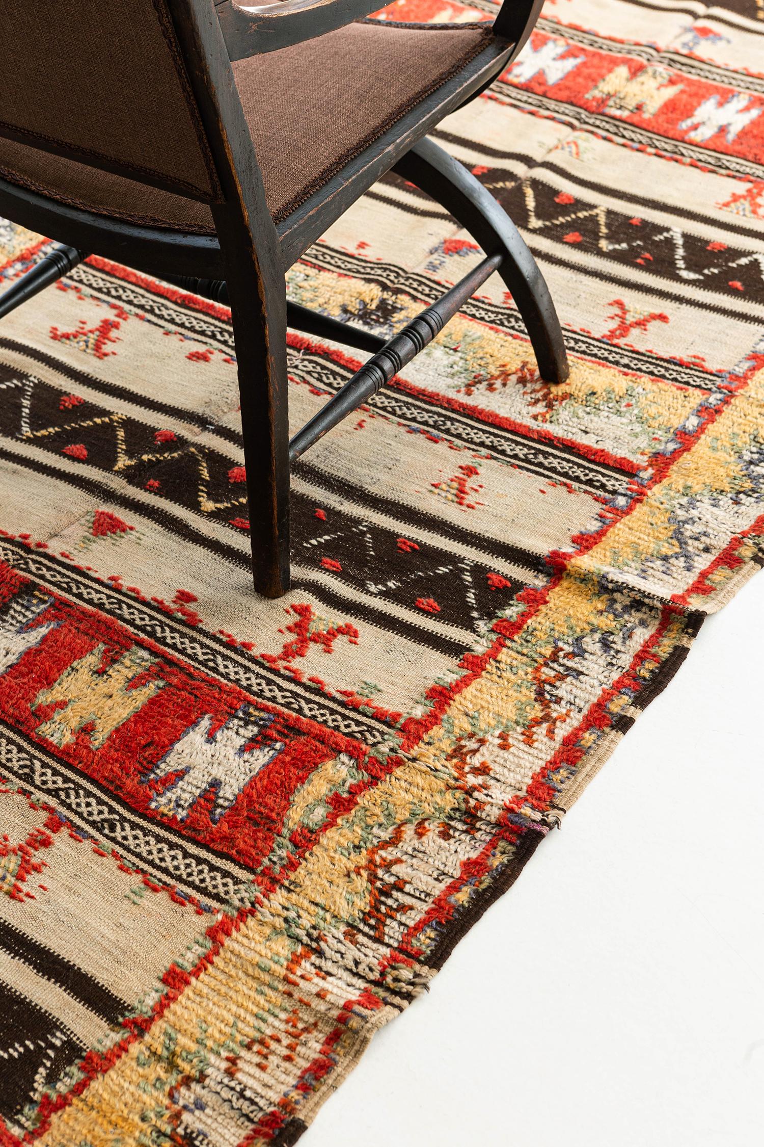 Vintage marokkanischen Azilal Stamm Berber geprägte Teppich im Angebot 1
