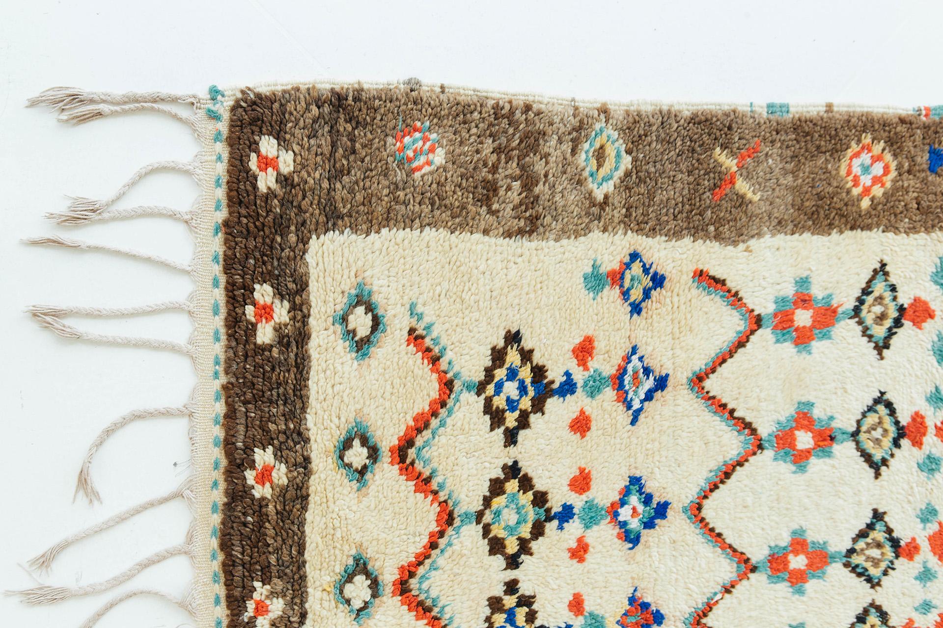 Hand-Knotted Vintage Moroccan Azilal Tribe Berber Rug For Sale