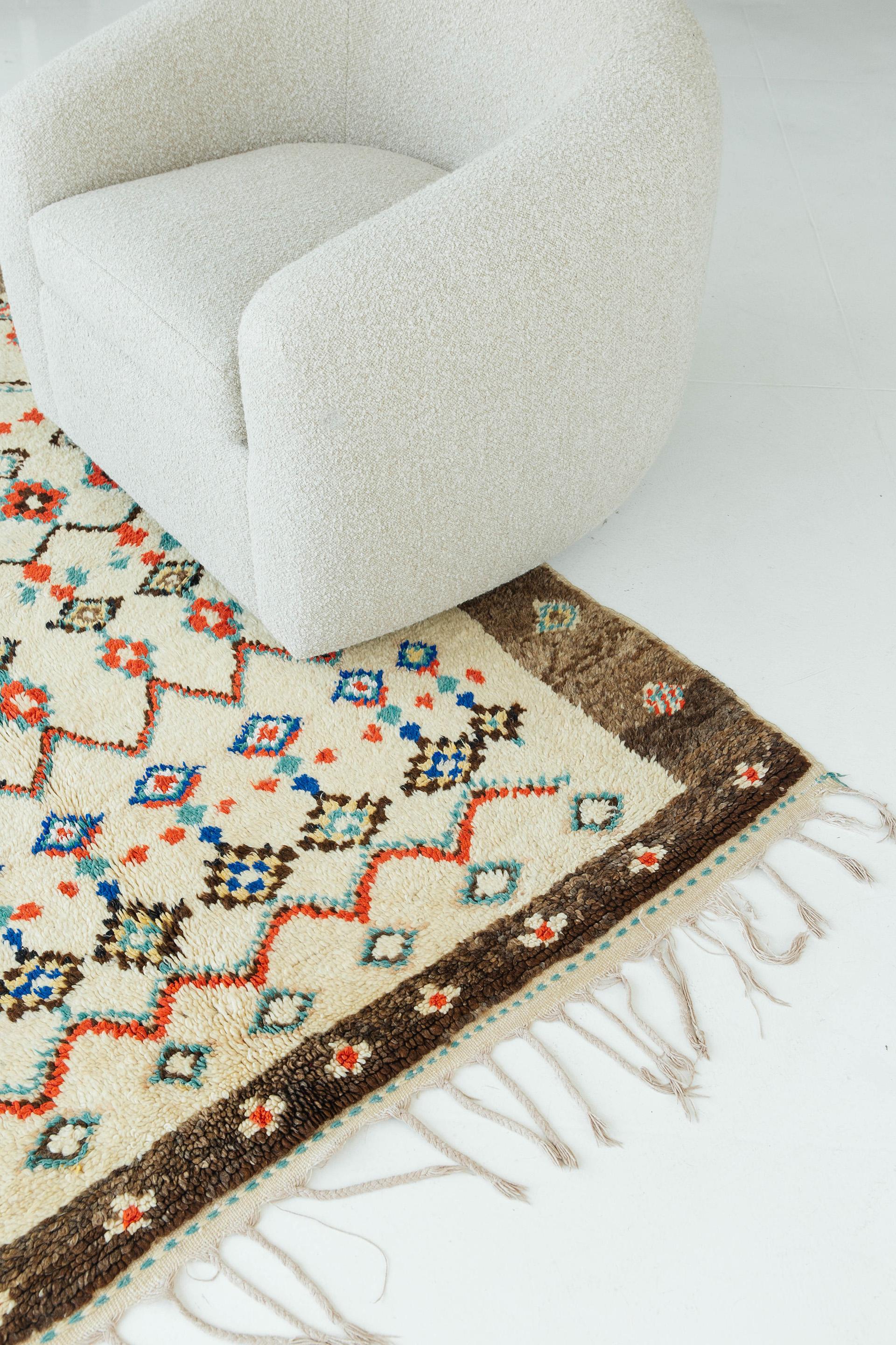 Wool Vintage Moroccan Azilal Tribe Berber Rug For Sale