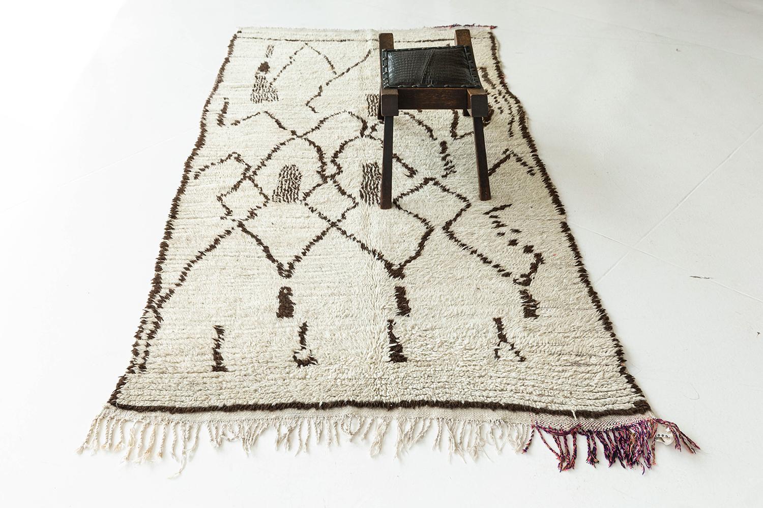 Wool Vintage Moroccan Azilal Tribe Berber Rug For Sale