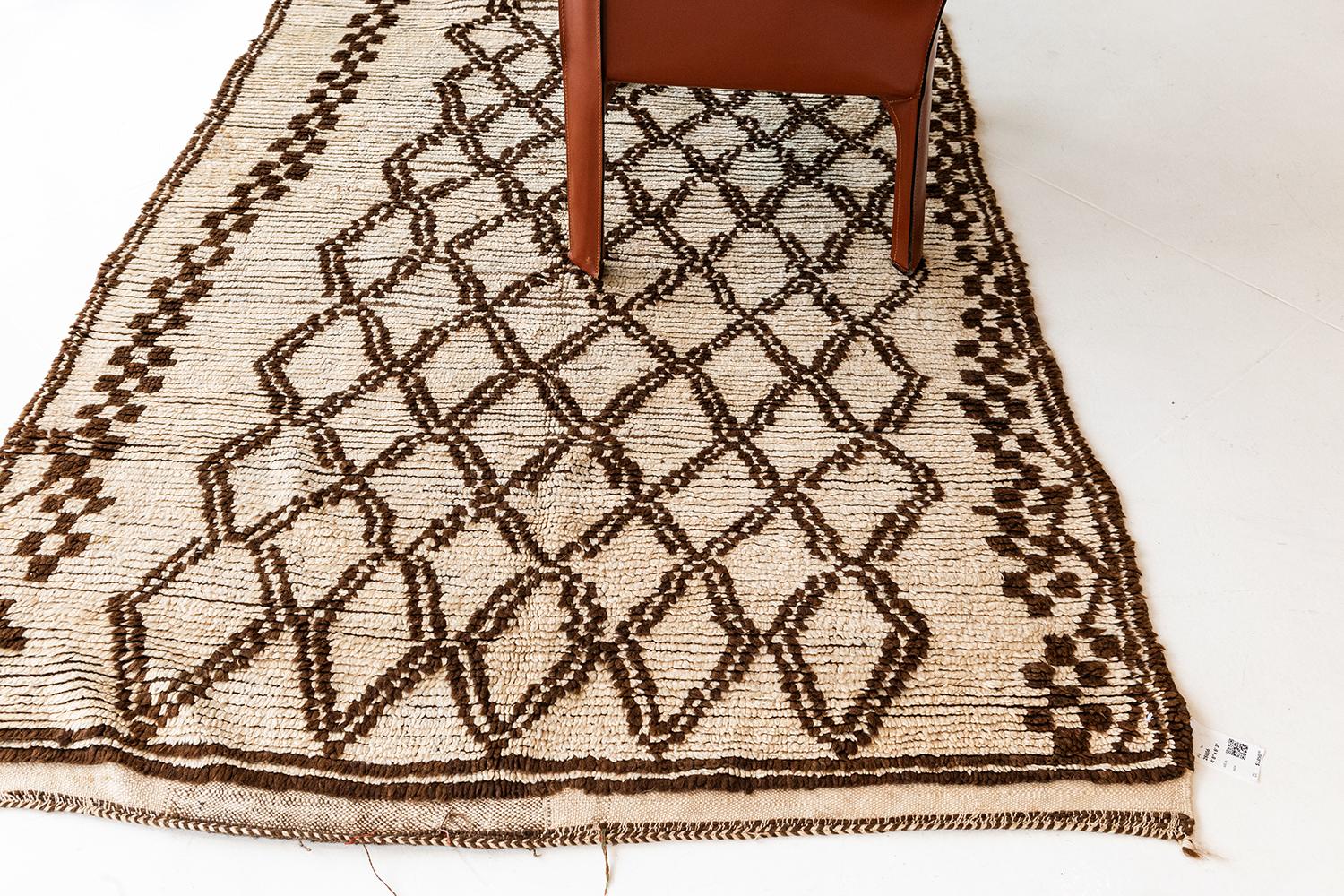 Wool Vintage Moroccan Azilal Tribe Rug For Sale