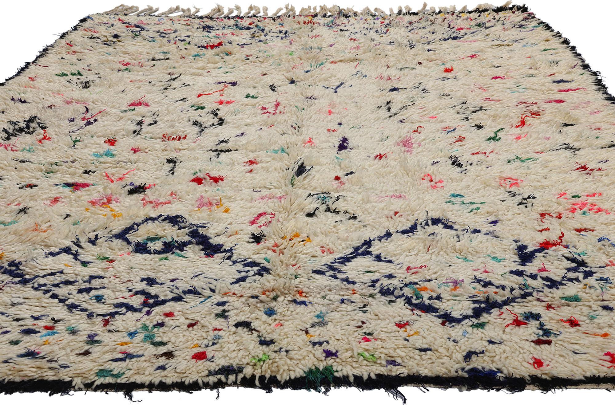 Hand-Knotted Vintage Moroccan Azilal Wool Rug, Bohemian Chic Meets Tribal Enchantment For Sale