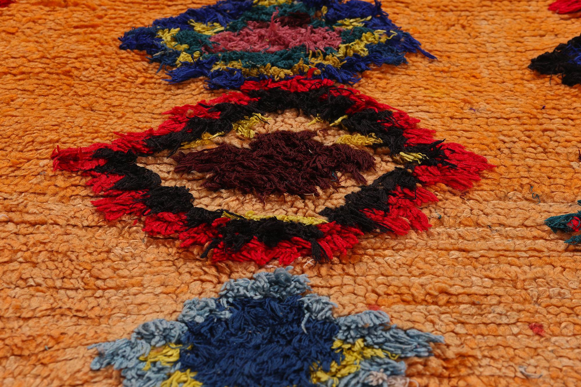 20th Century Vintage Moroccan Azilal Wool Rug, Bohemian Chic Meets Tribal Enchantment For Sale