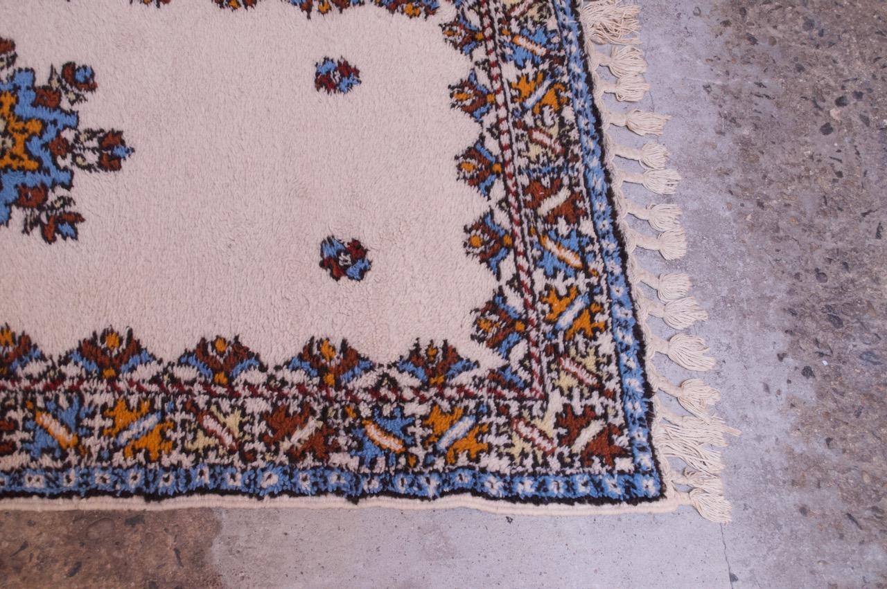 Vintage Moroccan Bara Handwoven Wool Accent Rug For Sale 2