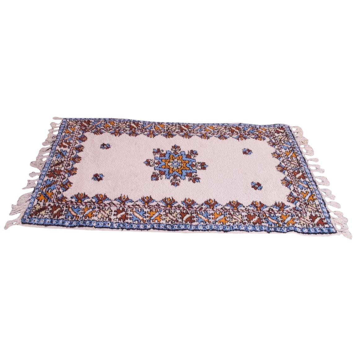 Vintage Marokkanische Bara Handgewebte Wolle Akzent Teppich