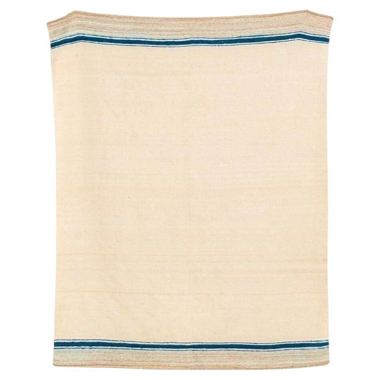 Vintage Moroccan Beige
Blue Striped Wool Kilim Floor Rug or Blanket 6x7