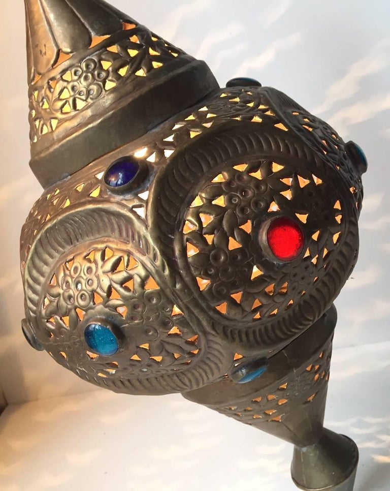 Vintage Moroccan Bejeweled 'Shehrazad' Brass Ceiling Light ...