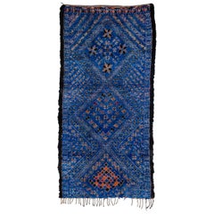 Vintage Moroccan Beni M'Guild Rug - Blue Indigo