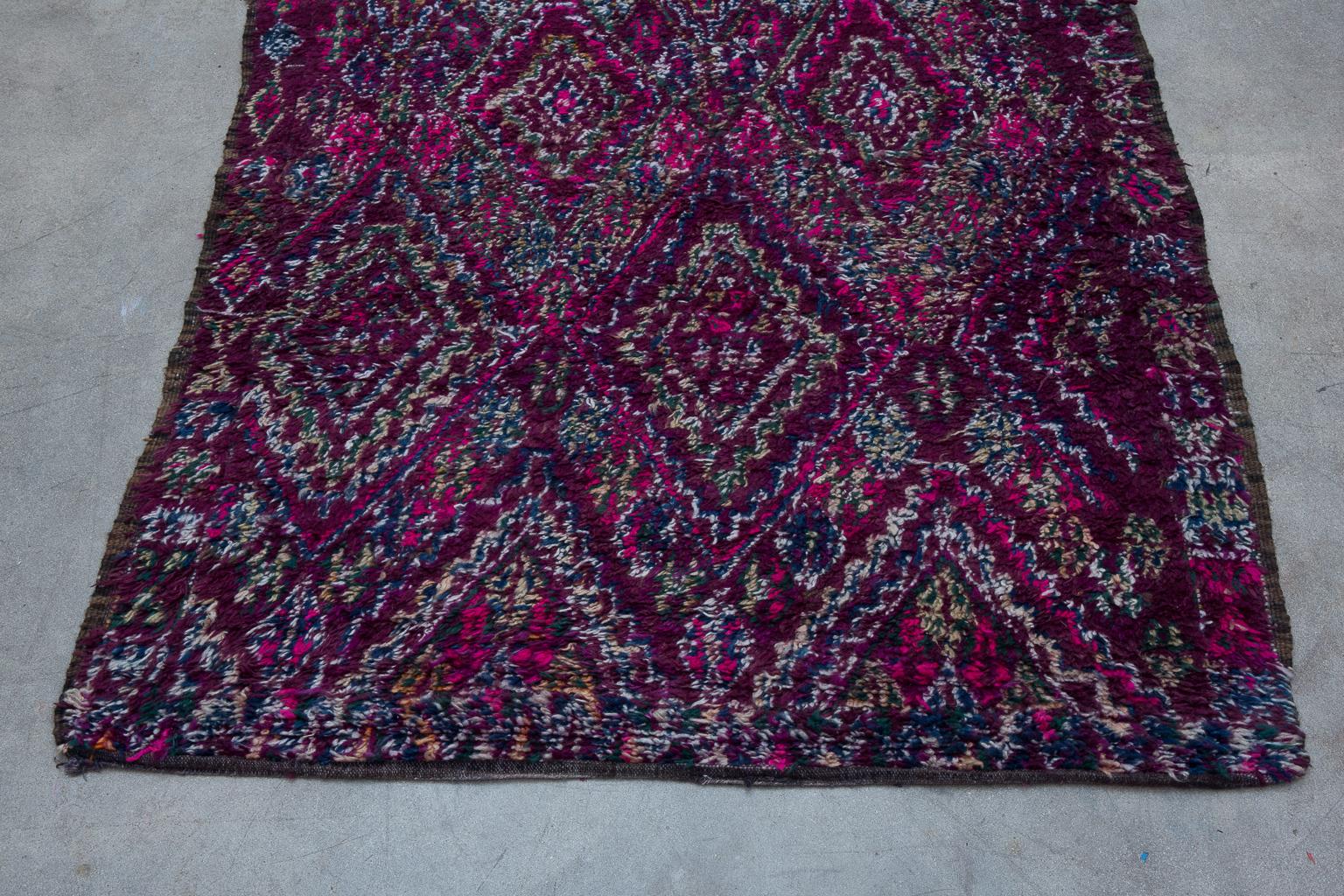 Tribal Vintage Moroccan Beni M'Guild Rug - Purple, Pink, Blue For Sale