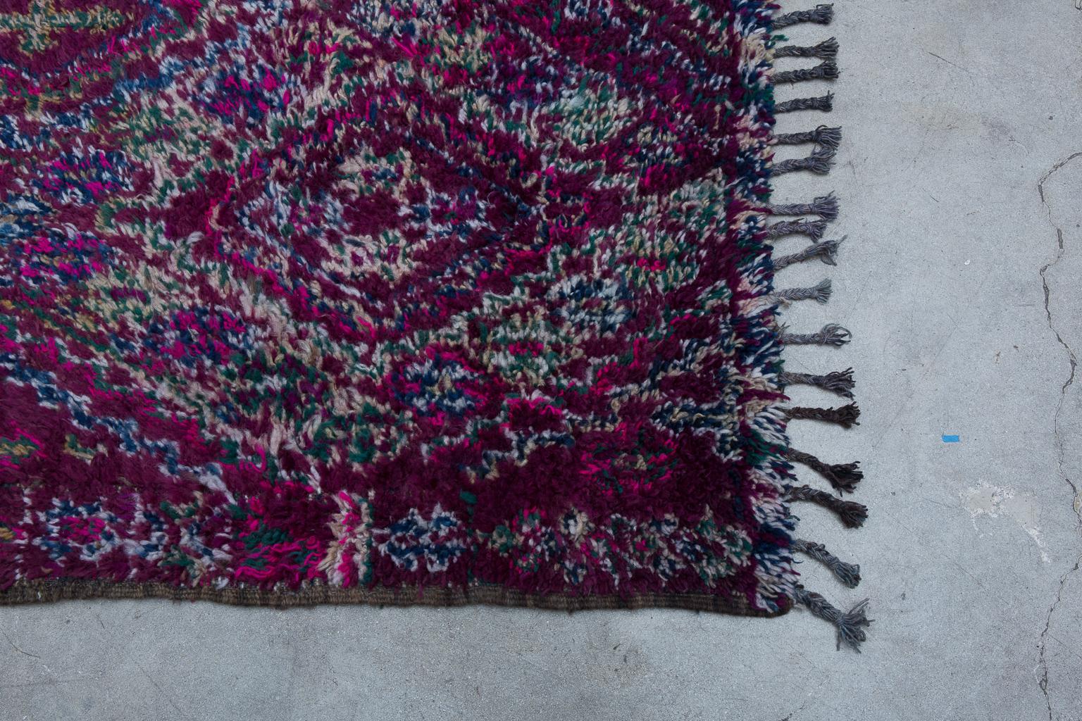 Hand-Knotted Vintage Moroccan Beni M'Guild Rug - Purple, Pink, Blue For Sale